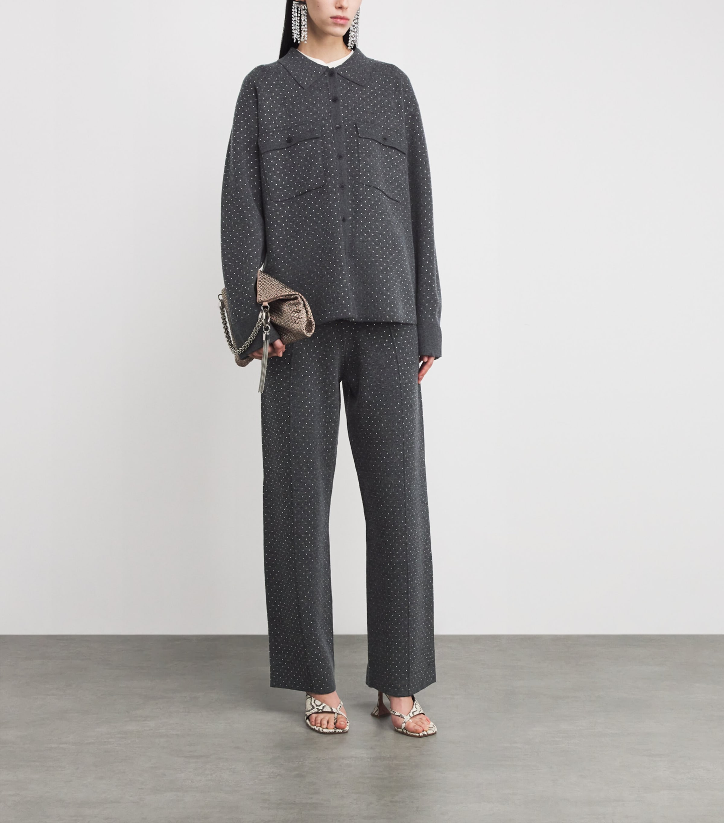 Crystal-Embellished Cardigan CHARCOAL GREY Image 2