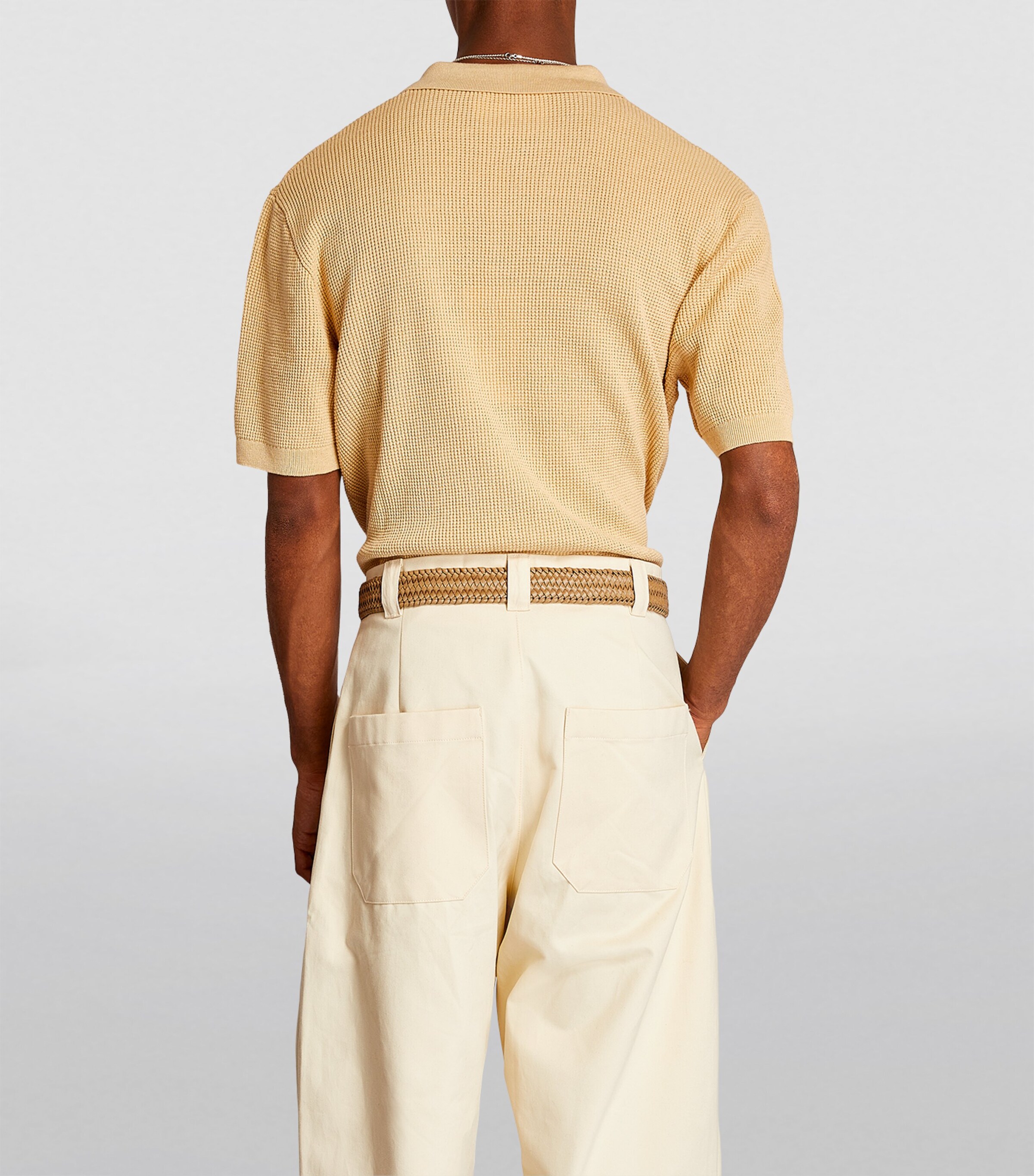7 For All Mankind Leather Woven Belt Taupe Woven Image 2