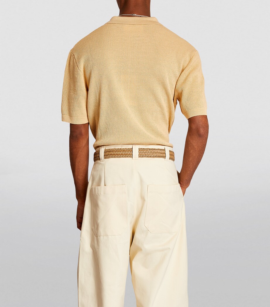 7 For All Mankind Leather Woven Belt Taupe Woven Image 2