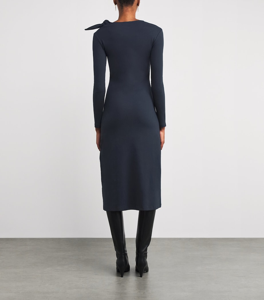 Stretch-Cotton Button Dress NAVY Image 3