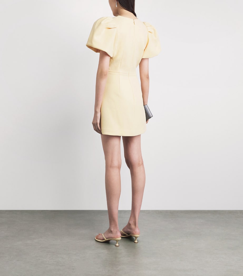 Rebecca Vallance Womens Puff-Sleeve Alexandrite Mini Dress Butter Image 4