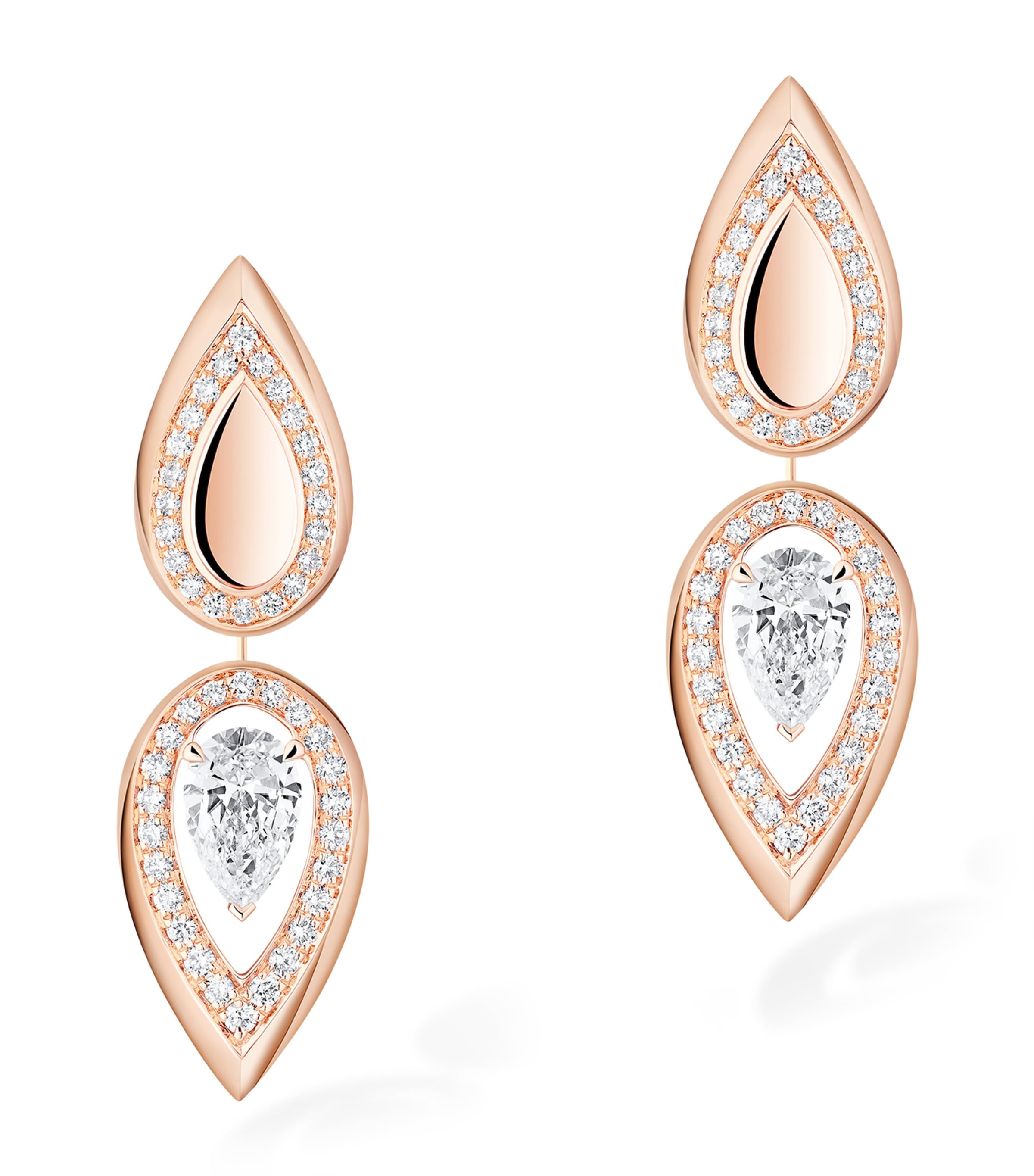 Messika Fiery Pink Gold and Diamond Pendant Earrings (0.73ct) Pink Gold Image 1