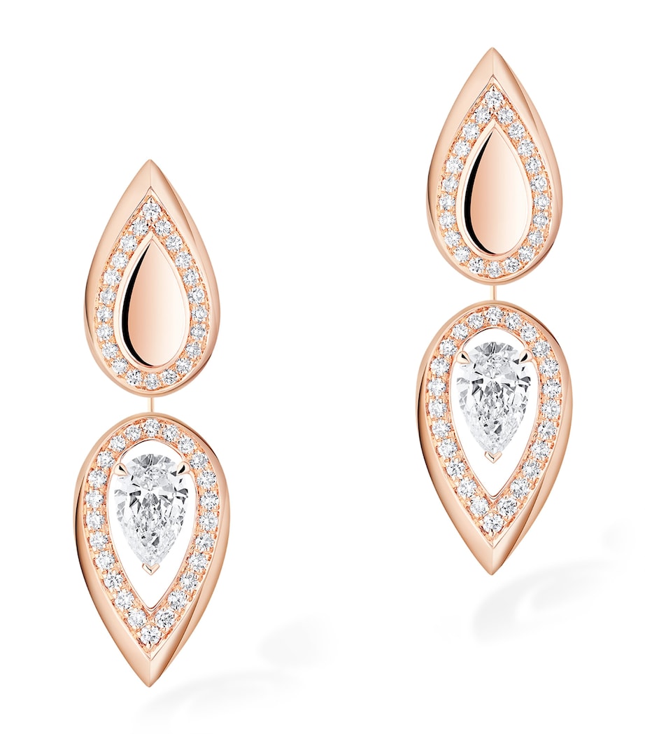 Messika Fiery Pink Gold and Diamond Pendant Earrings (0.73ct) Pink Gold Image 1