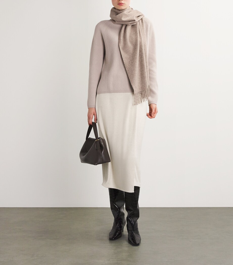 Cashmere Fringed Scarf HB4351 ASH Image 2