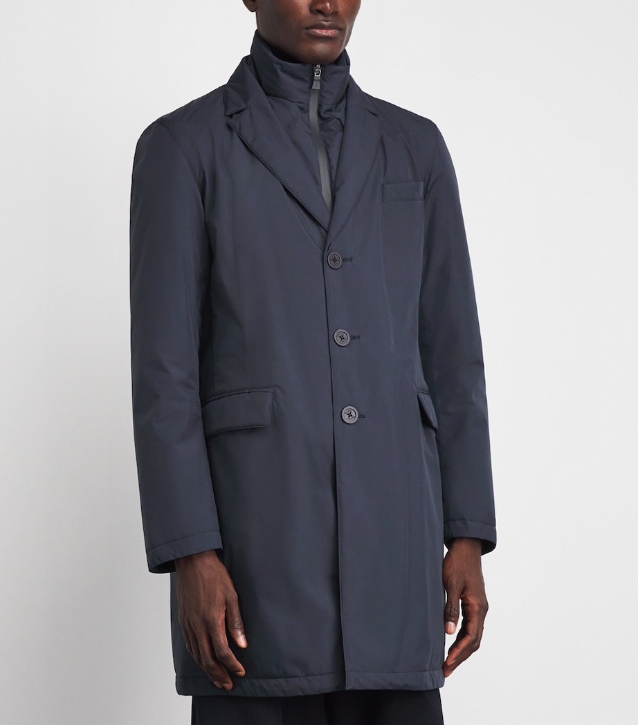 Herno Mens Waterproof 2-Layer Overcoat Blu Navy Image 4