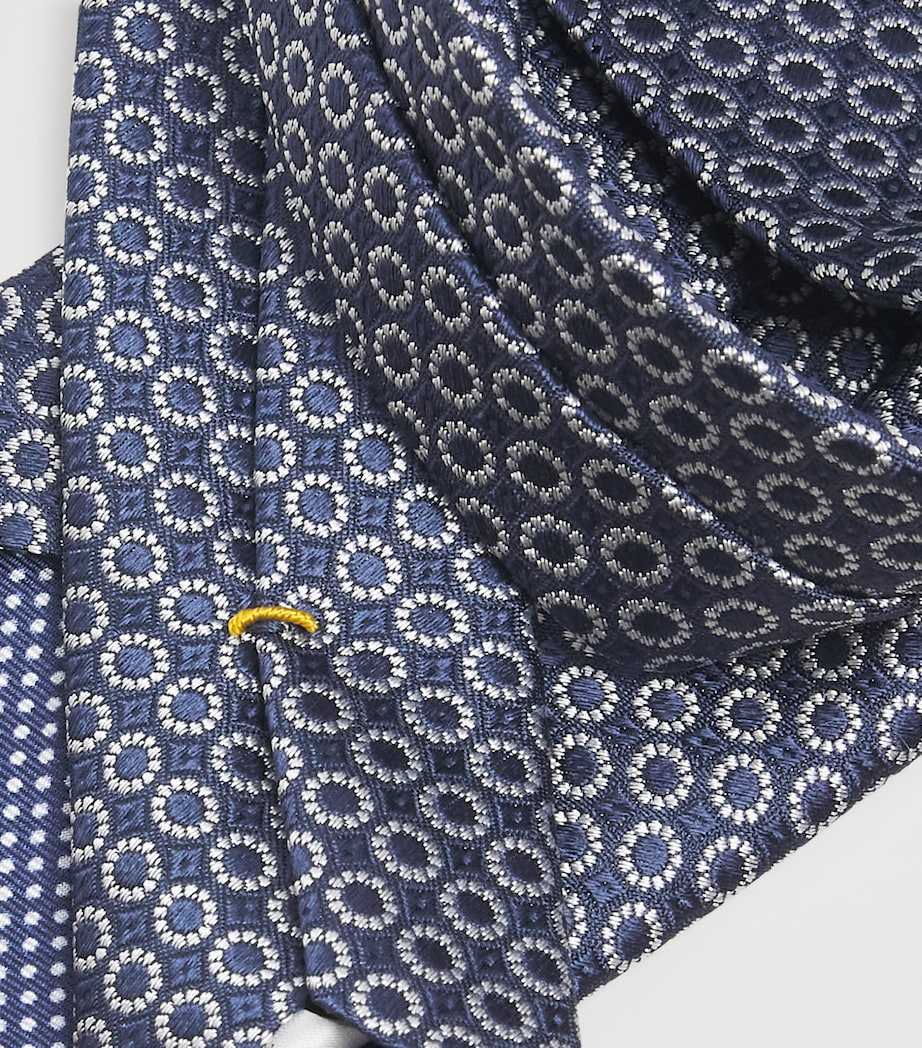 Silk Dotted Tie NAVY BLUE Image 4