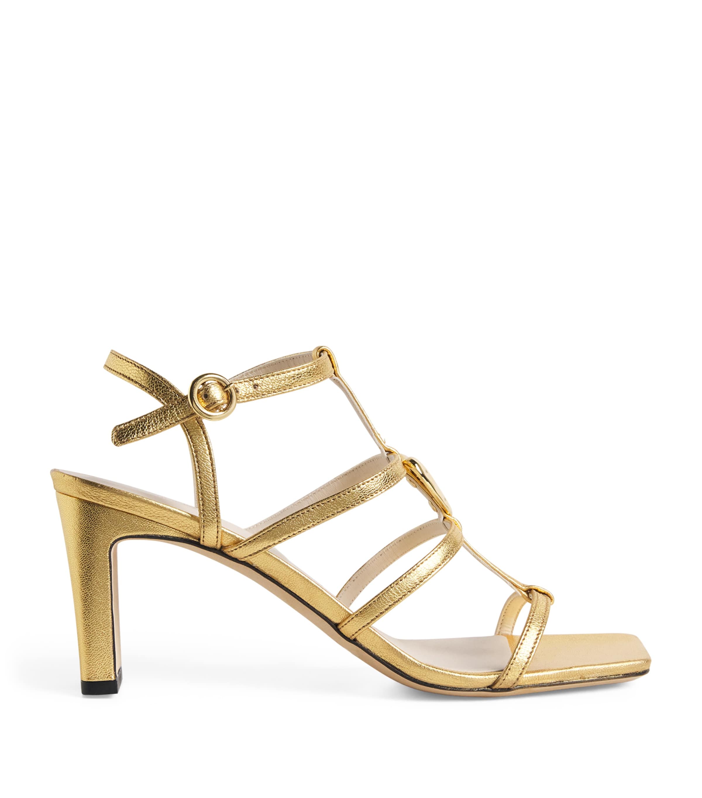 Claudie Pierlot Metallic Leather Heart Heeled Sandals 75 In White