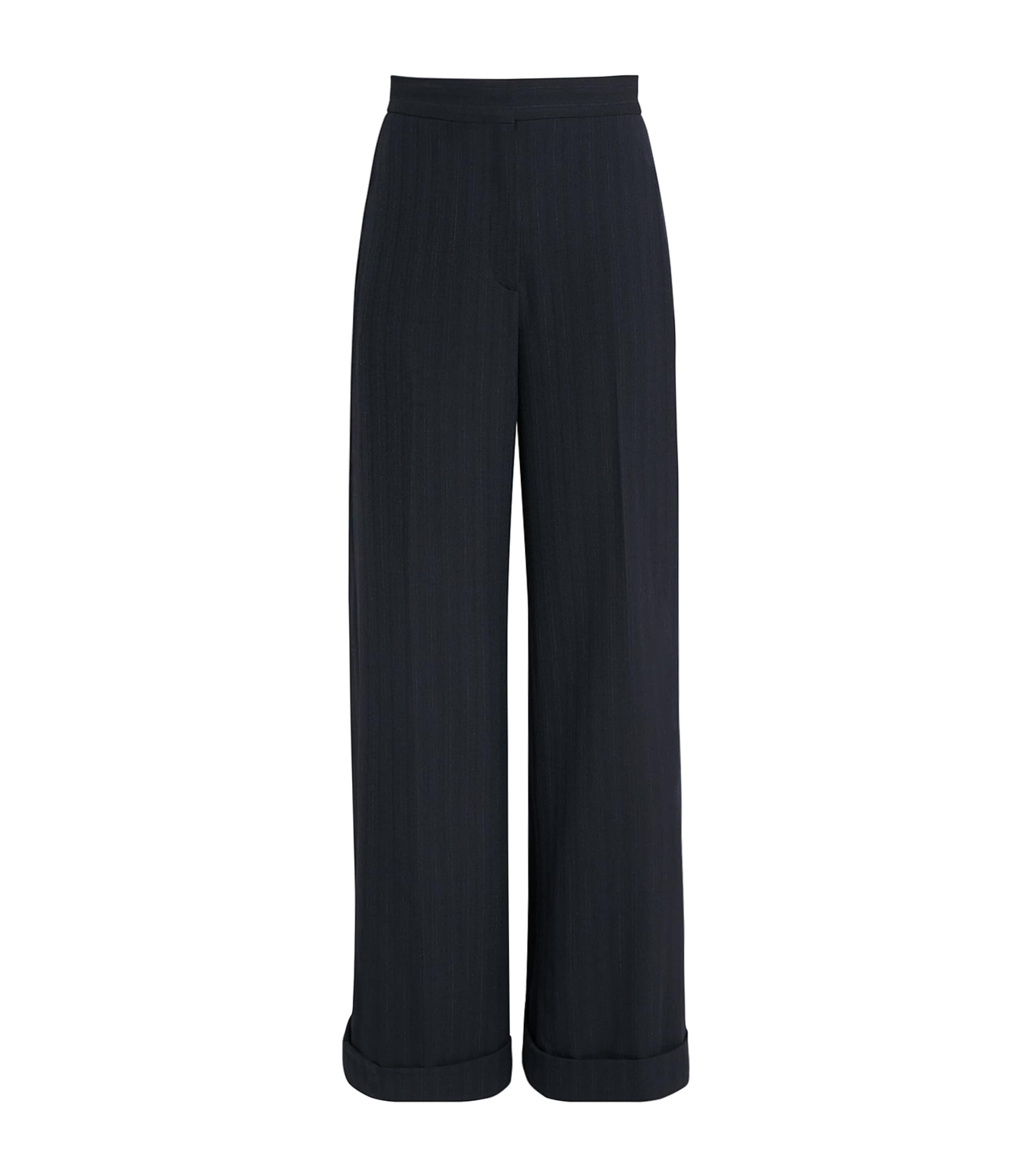 Claudie Pierlot Pinstripe Wide-leg Tailored Trousers In Blue
