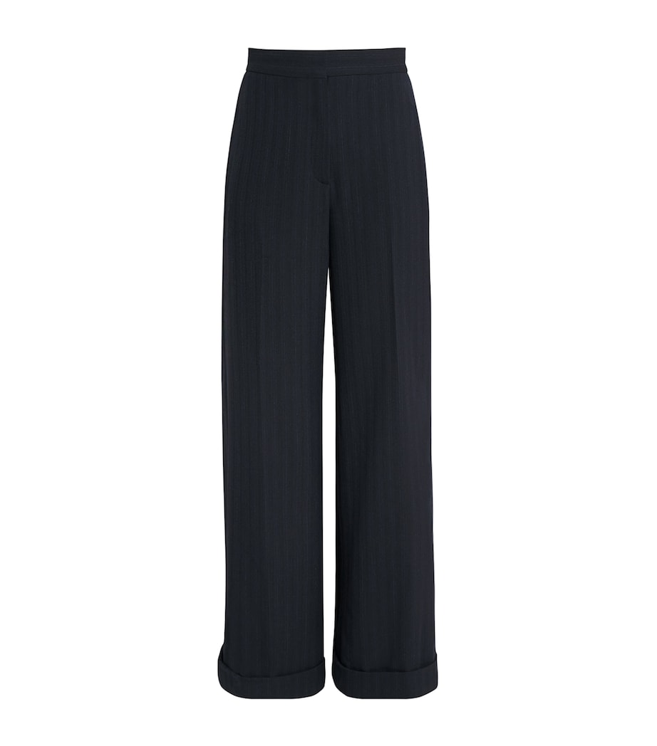 Pinstripe Wide-Leg Tailored Trousers DUAL-COLOR Image 1