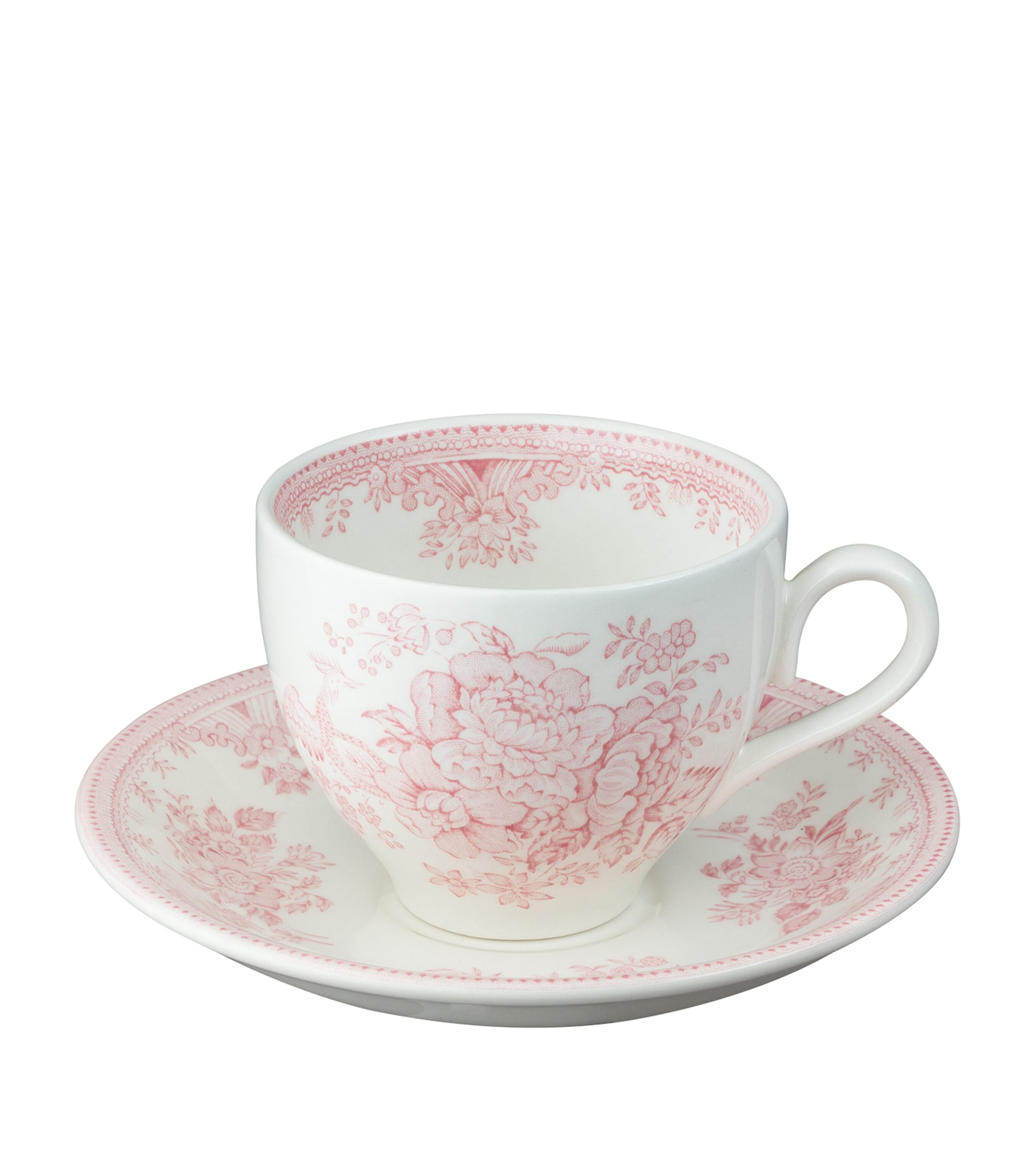 Burleigh Pink Asiatic Pheasants Teacup And Saucer In Pink