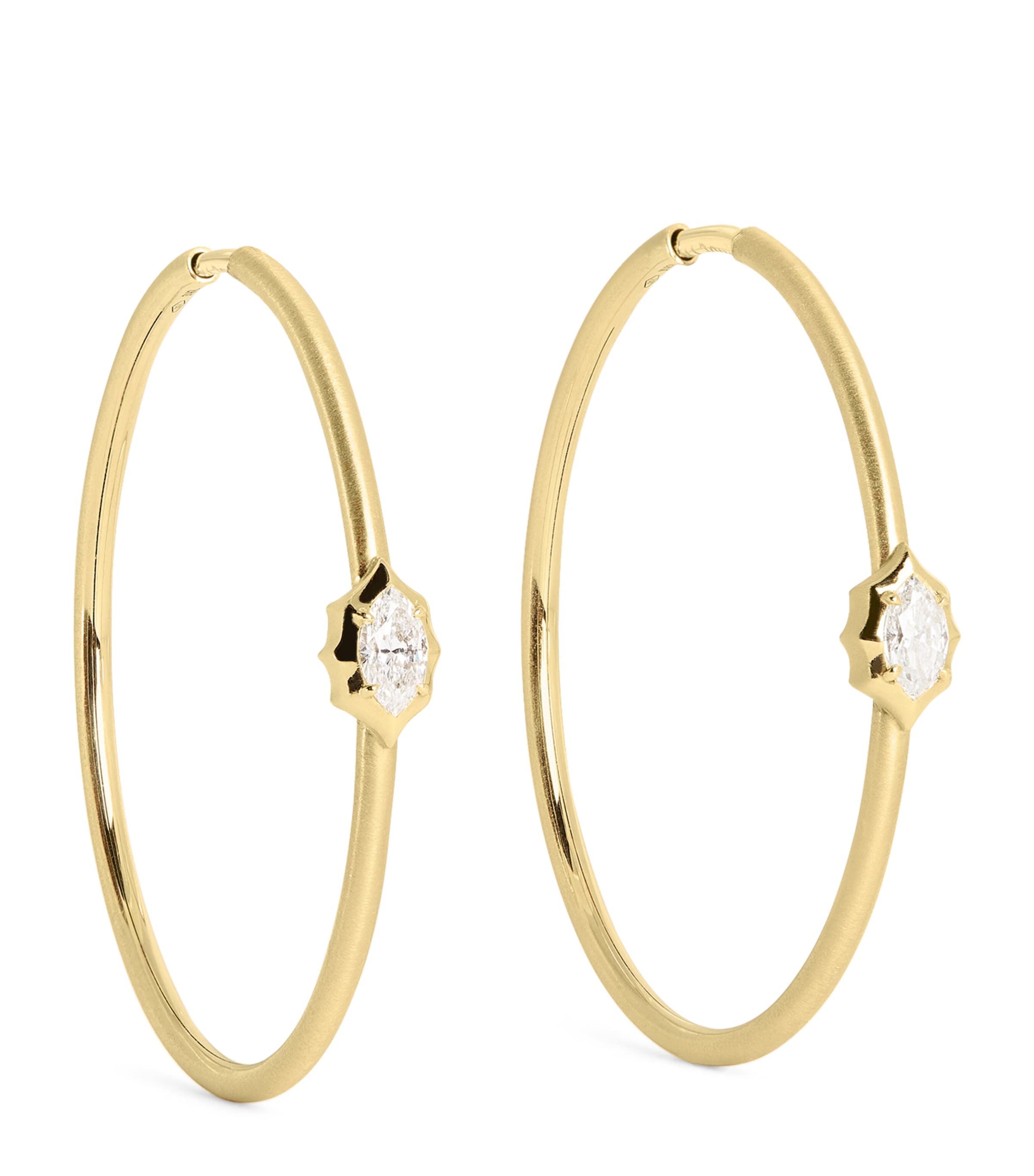 Jade Trau Small Yellow Gold And Diamond Plié Maverick Hoop Earrings In Gold