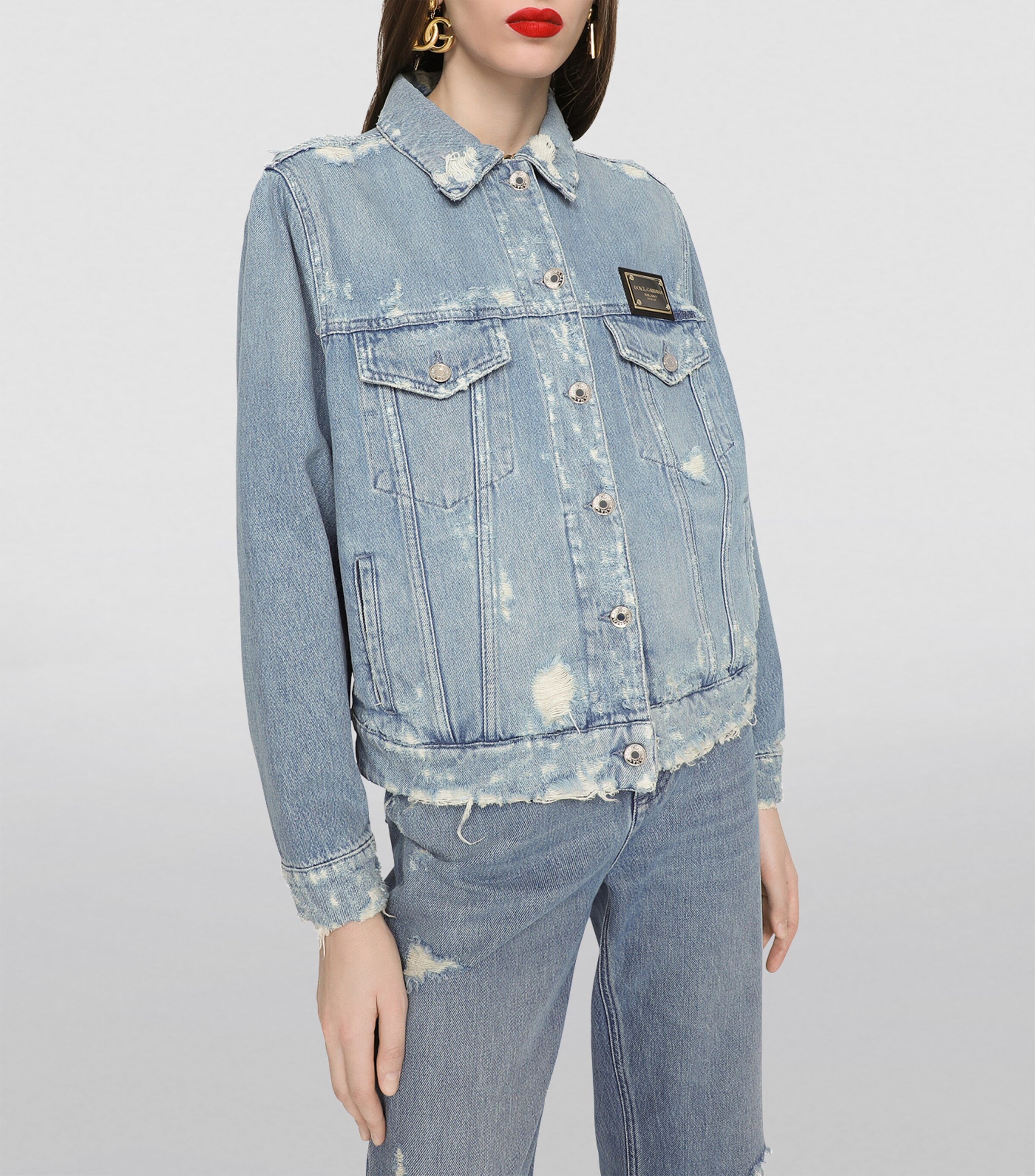 ジャケット DOLCE & GABBANA Woman Jacket Denim F9S11DG8LW1 S9001 Dolce & Gabbana Distressed Denim Jacket | Harrods UK