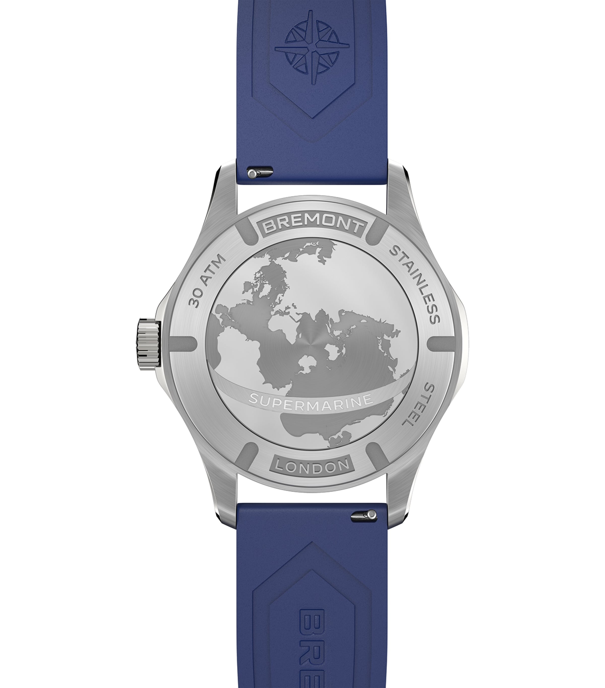 Bremont Stainless Steel and Rubber 300m Supermarine Watch 40mm Blue Image 2