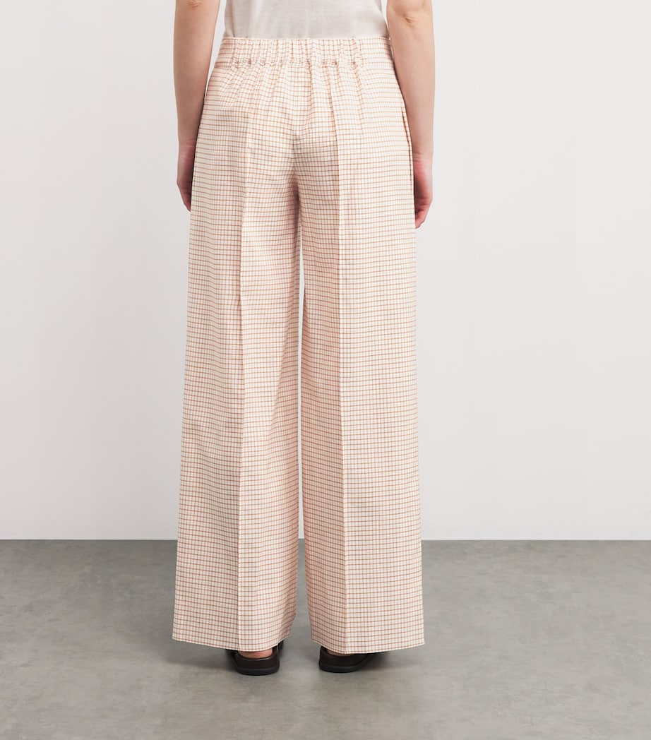 Liberowe Womens Wool-Cotton Poloma Check Trousers Cream Orange Image 4