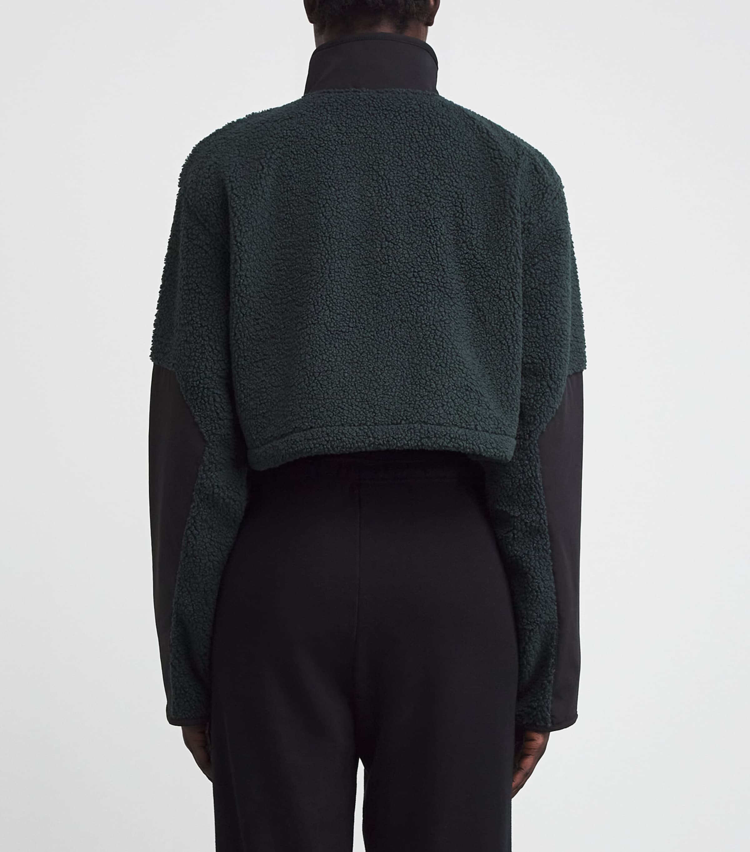 Teddy Cropped Zip-Up Jacket DARK TEAL Image 4