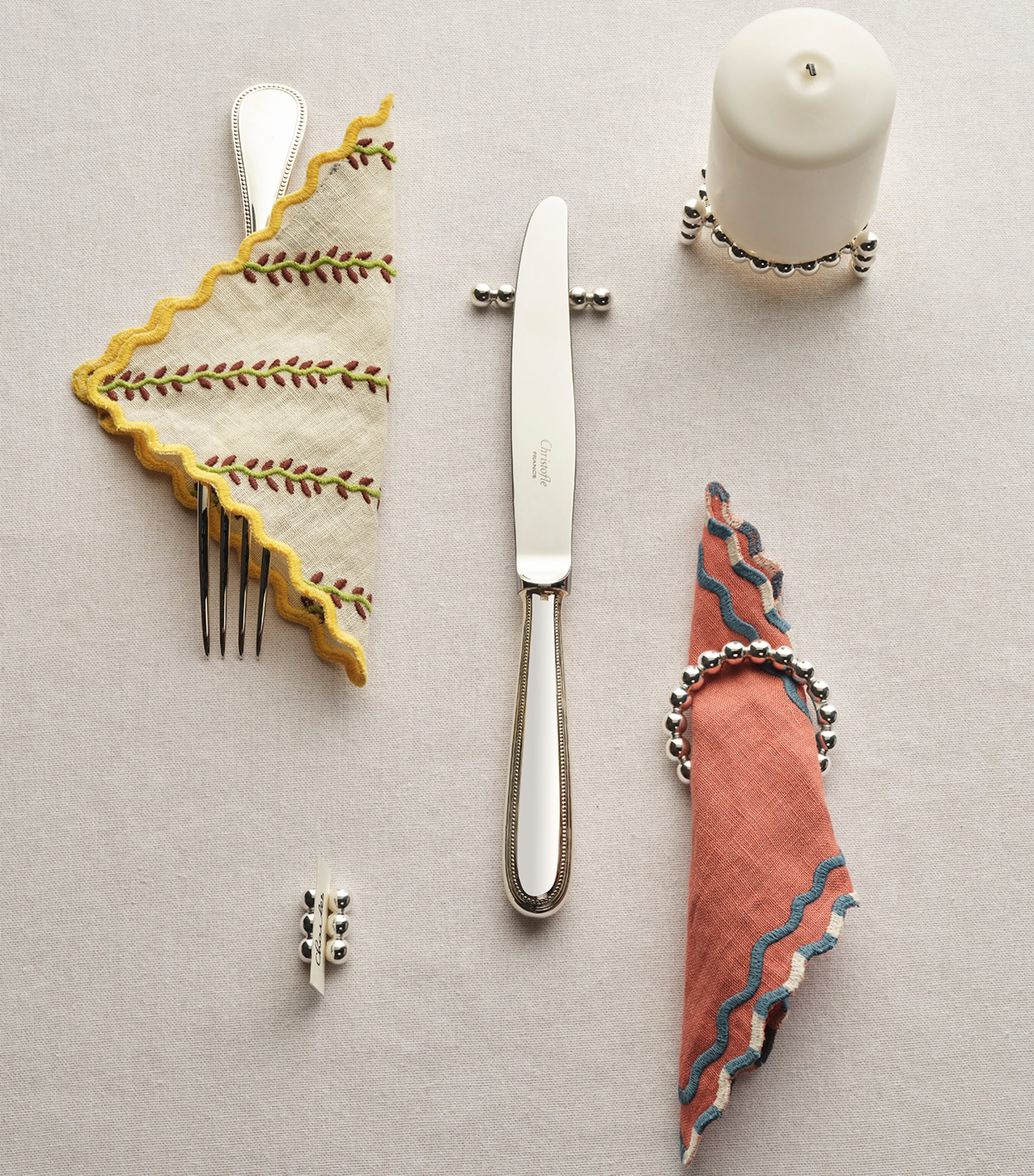 Set of 2 Silver-Plated Perles Knife Rest SILVER Image 3