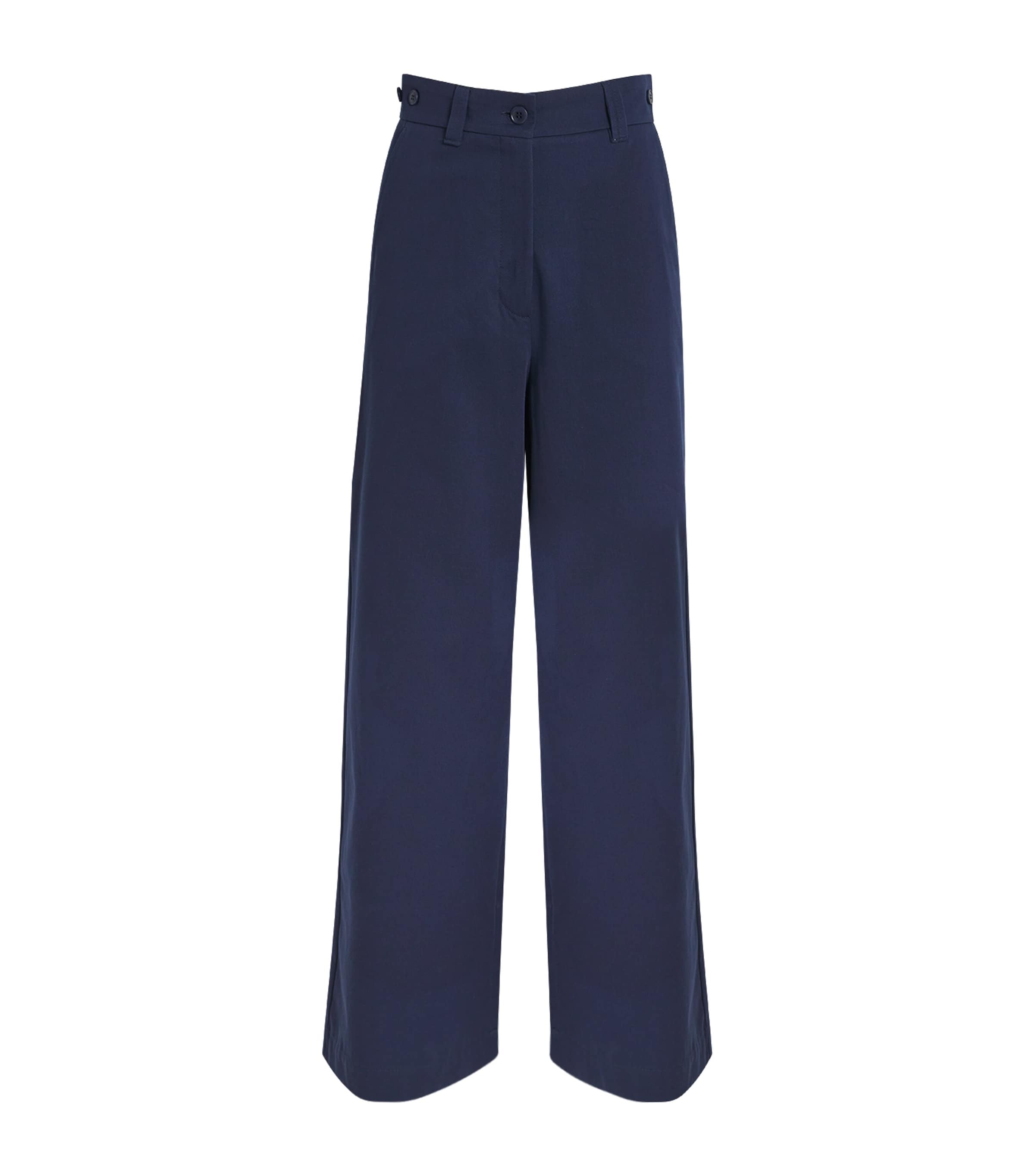 Cotton Wide-Leg Trousers NAVY Image 1