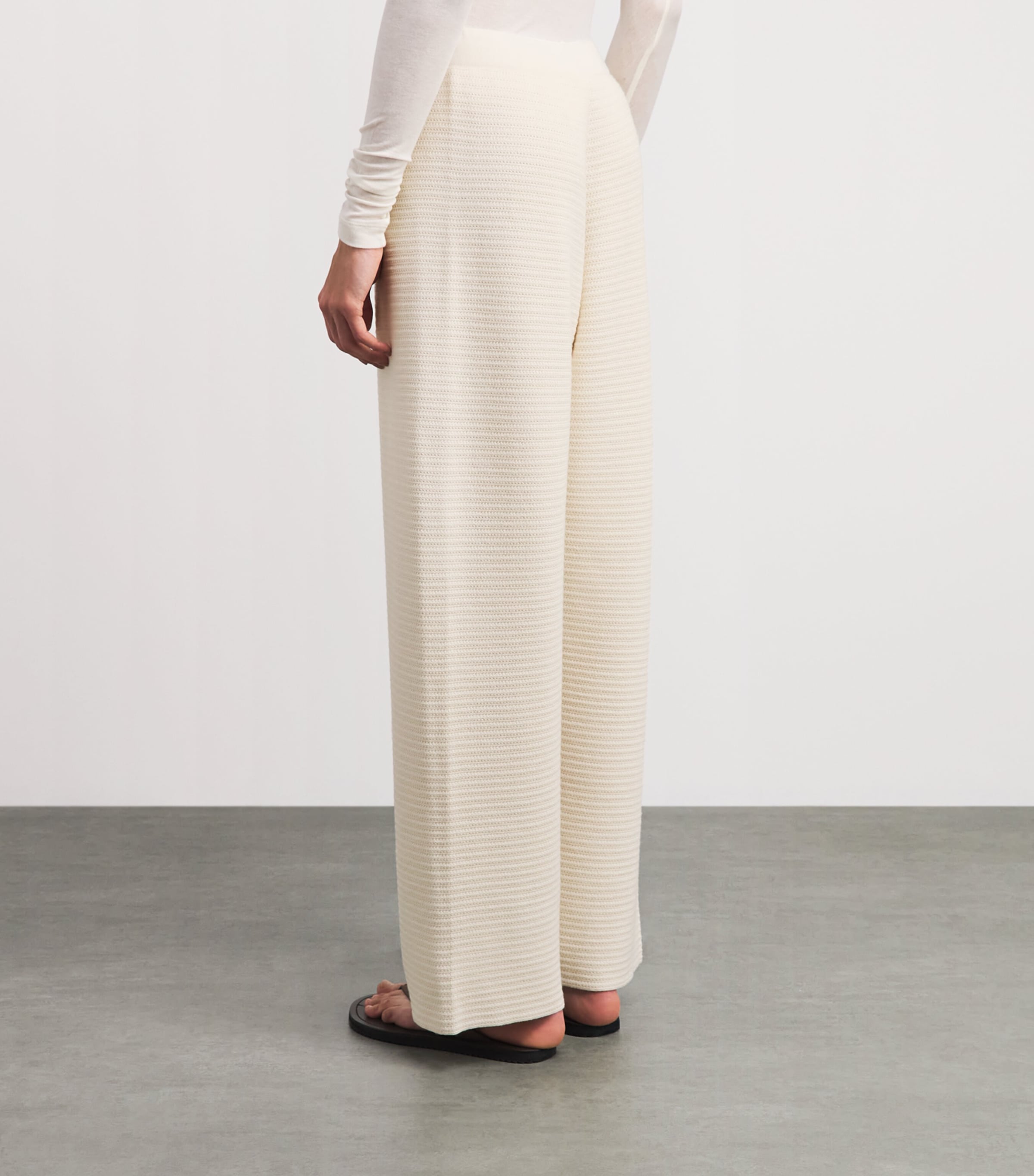 Fabiana Filippi Womens Wool-Cotton Wide-Leg Trousers Burro Image 5