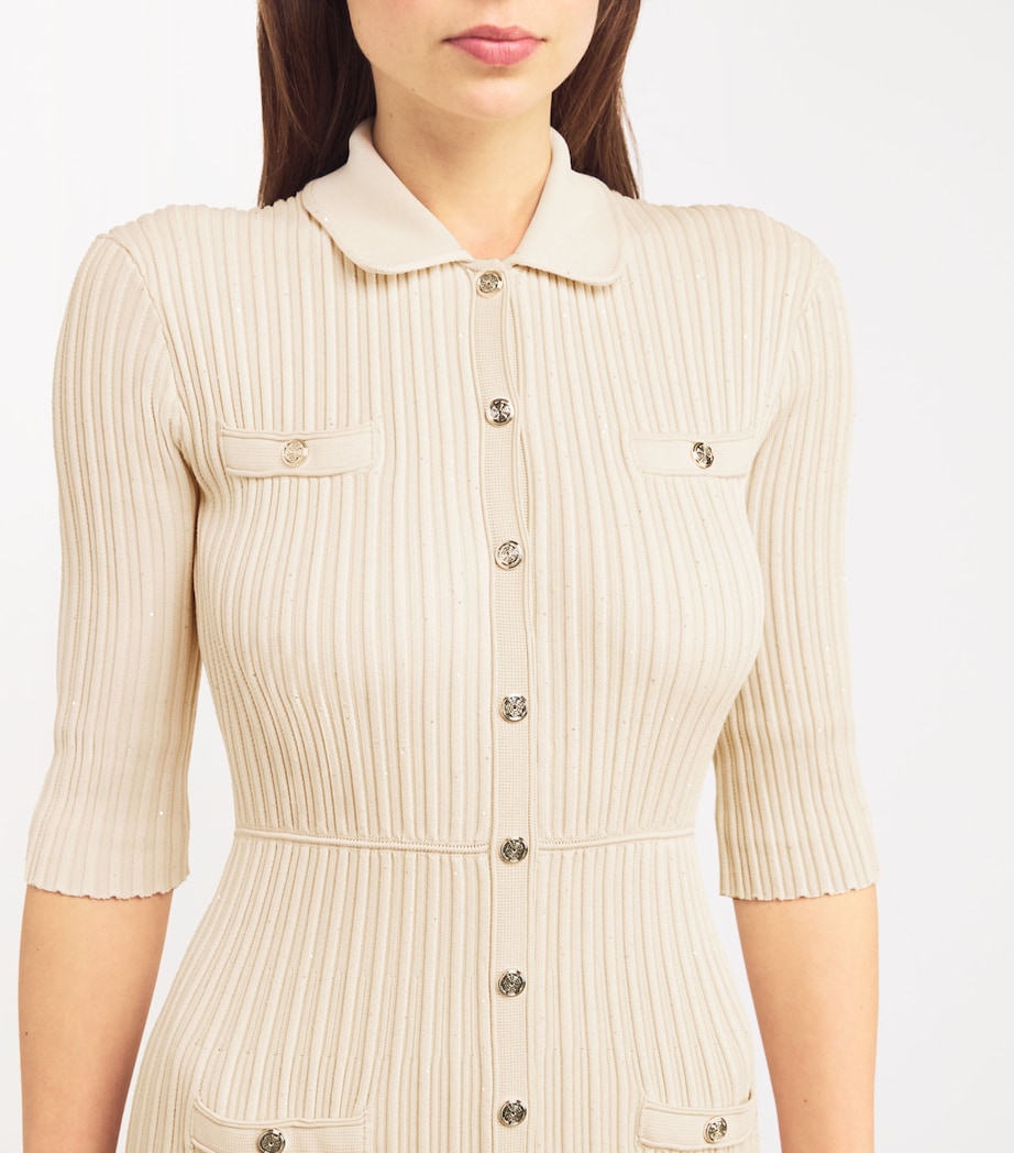 Sequinned Ribbed Midi Dress BEIGE Image 4