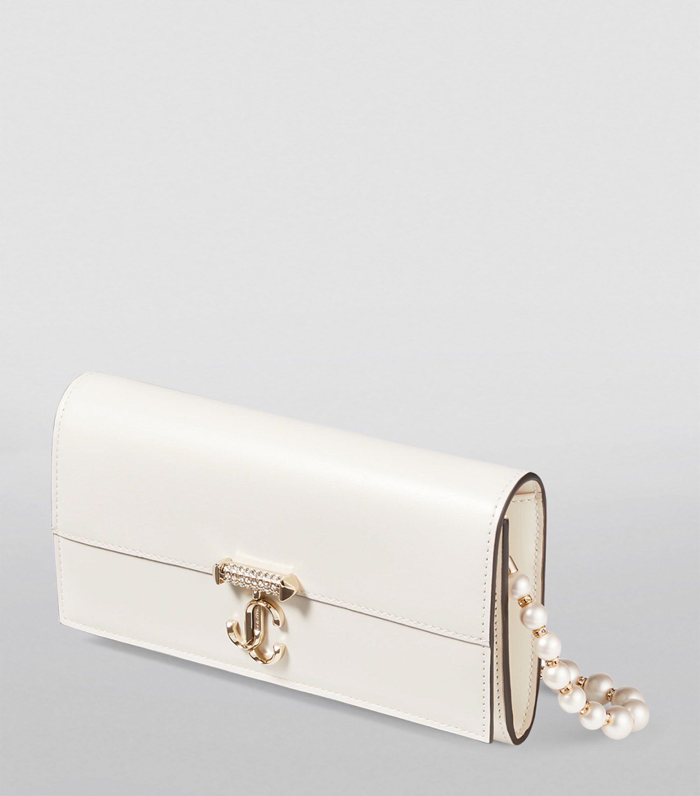 Jimmy Choo White Leather Varenne Chain Wallet | Harrods US