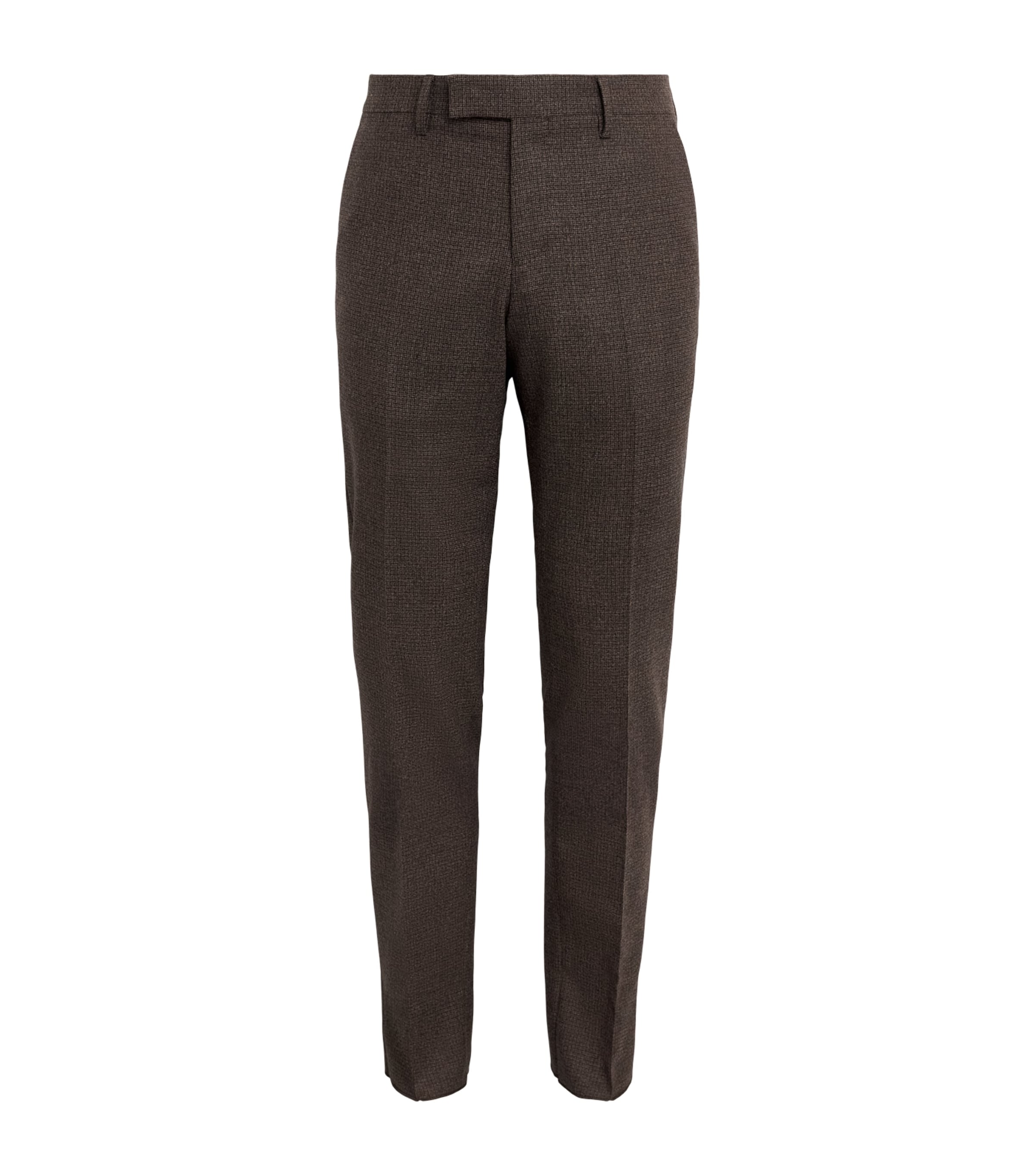 Lardini Mens Virgin Wool Check Trousers Brown Pdp Image 1