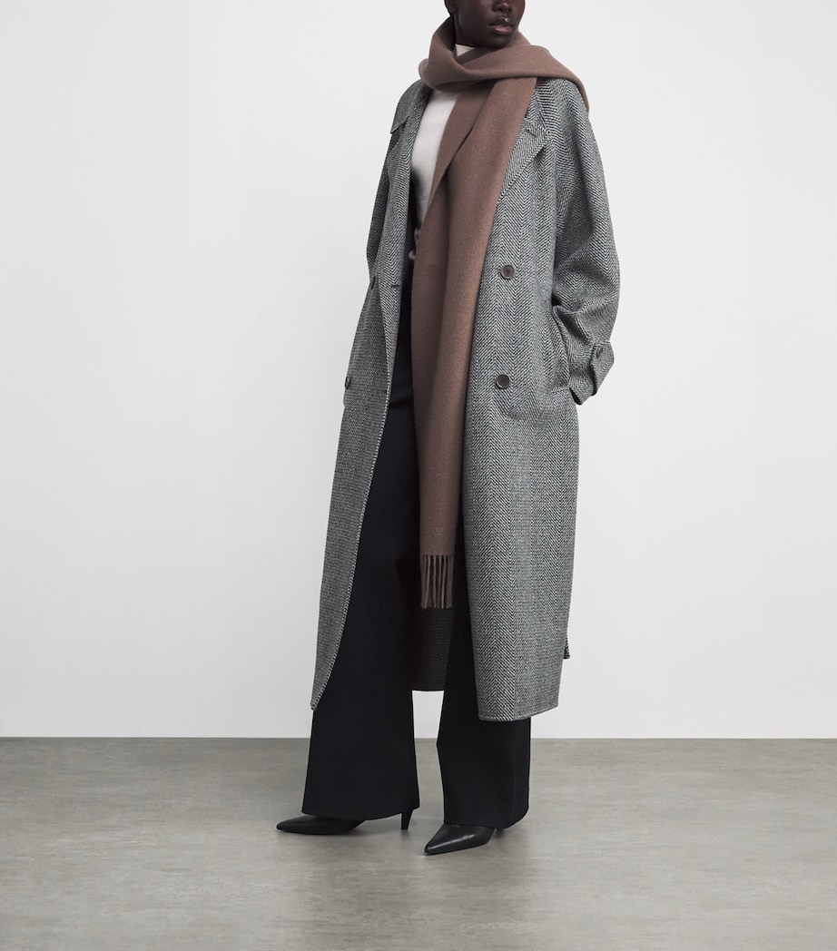Virgin Wool Herringbone Navarre Linear Coat IVORY/SMOKE Image 2