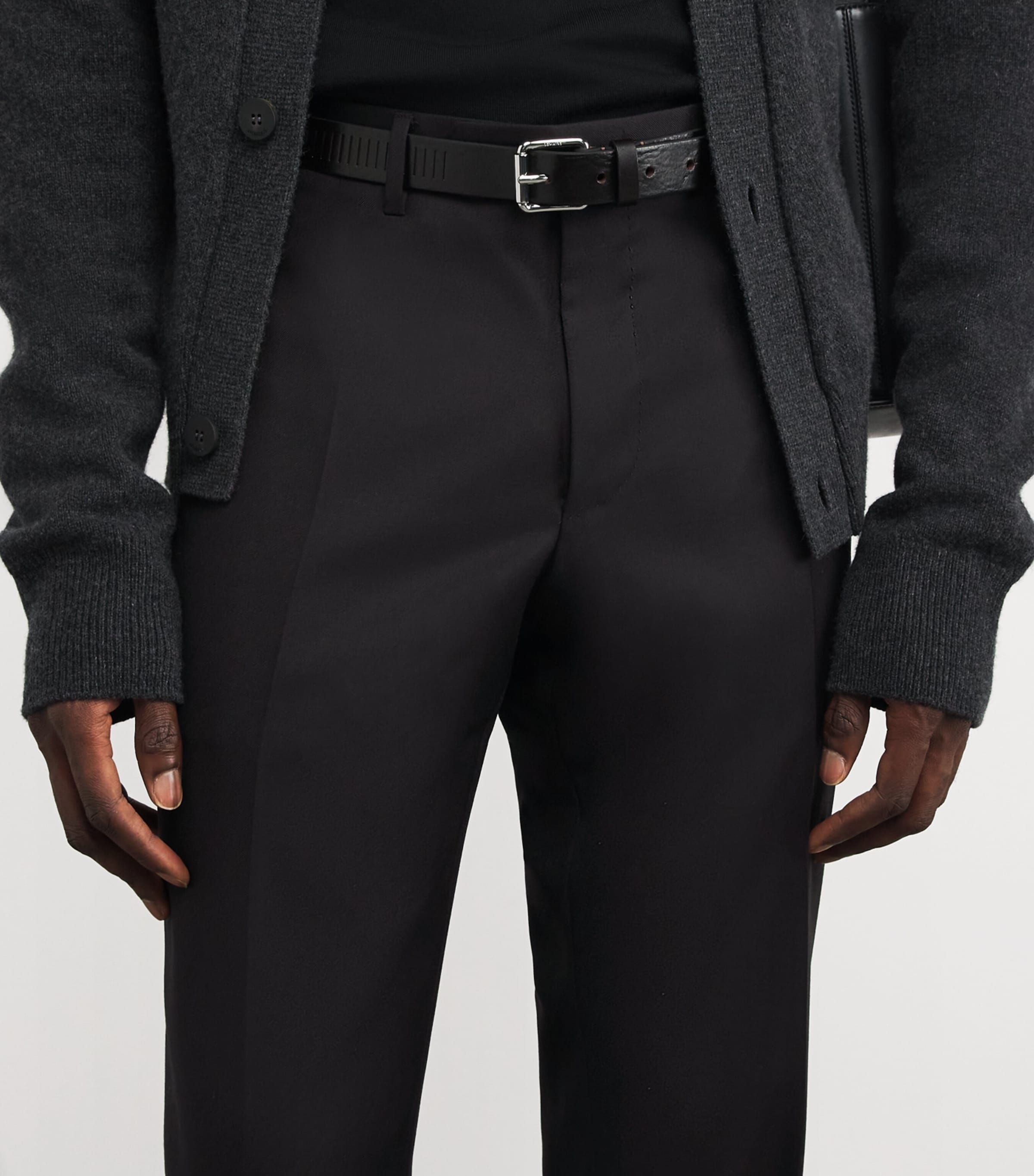 Wool Straight Trousers 10 BLACK Image 6