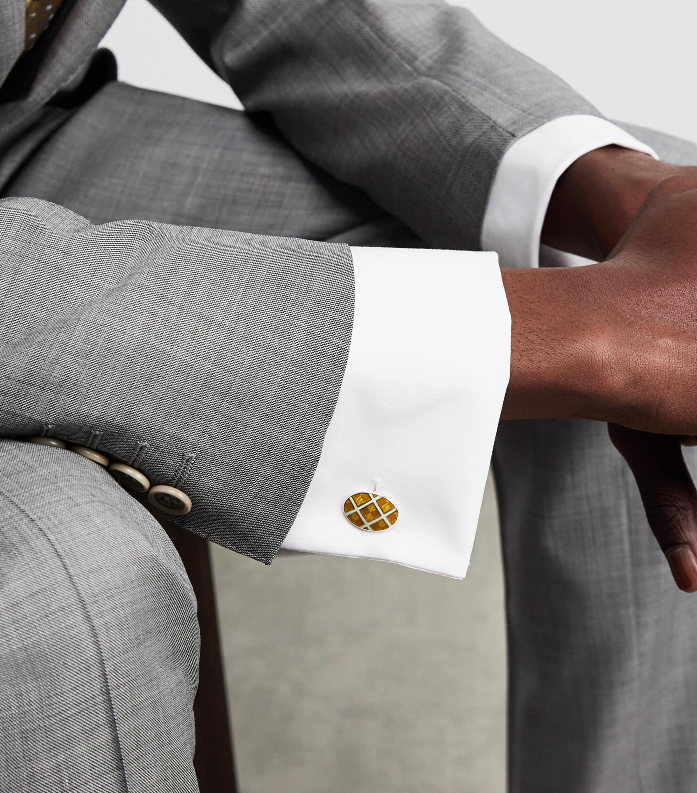 Sterling Silver and Enamel Cufflinks BROWN Image 2