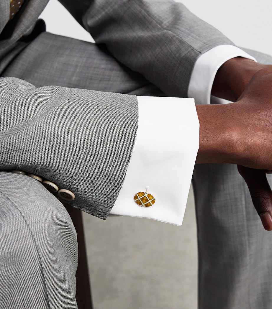 Sterling Silver and Enamel Cufflinks BROWN Image 2