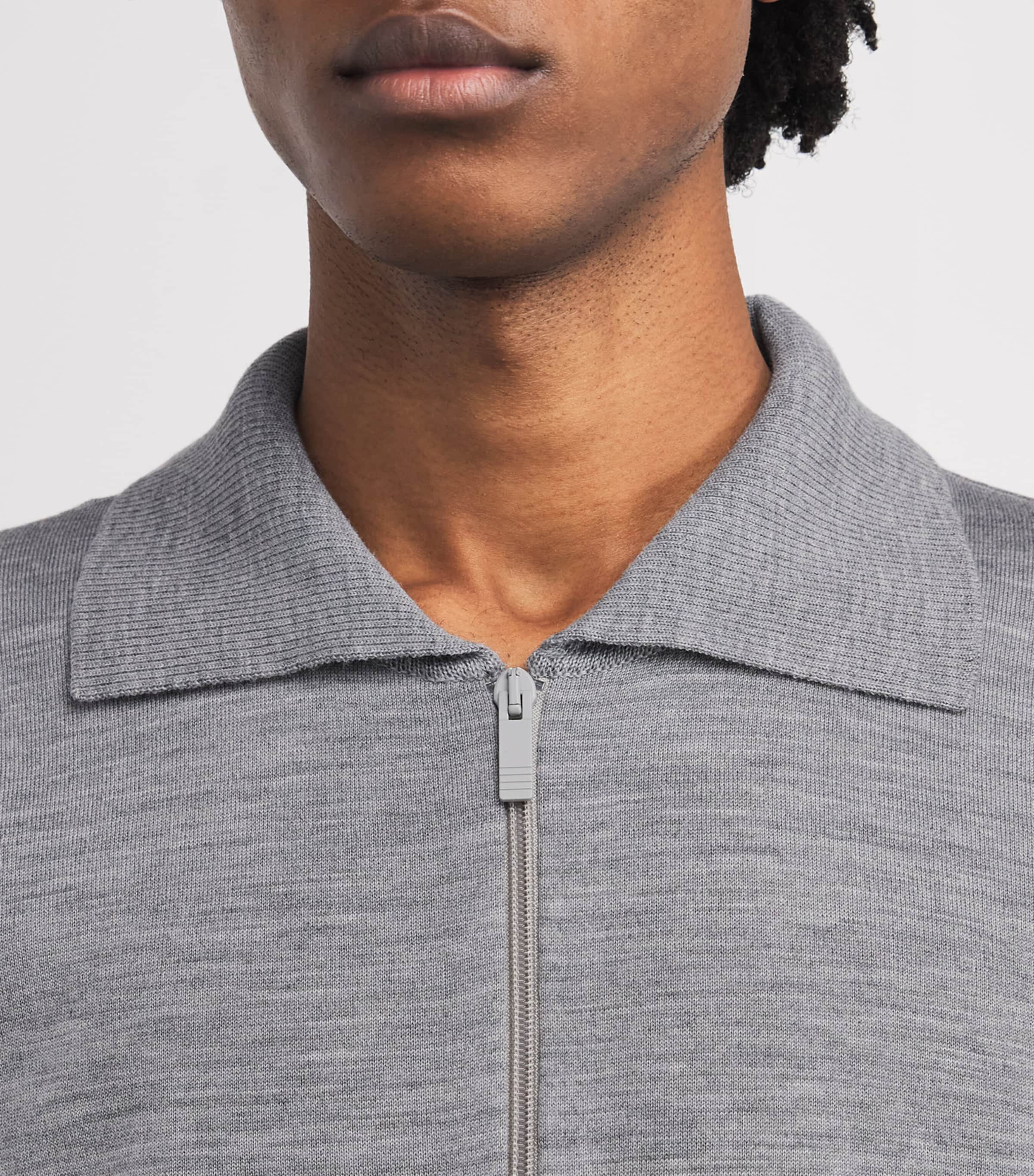 Cotton Half-Zip Polo Shirt LT GREY Image 6