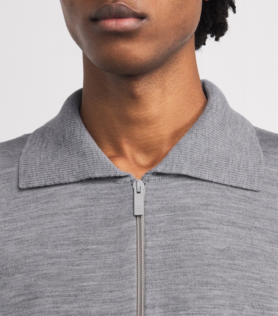 Cotton Half-Zip Polo Shirt LT GREY Image 6
