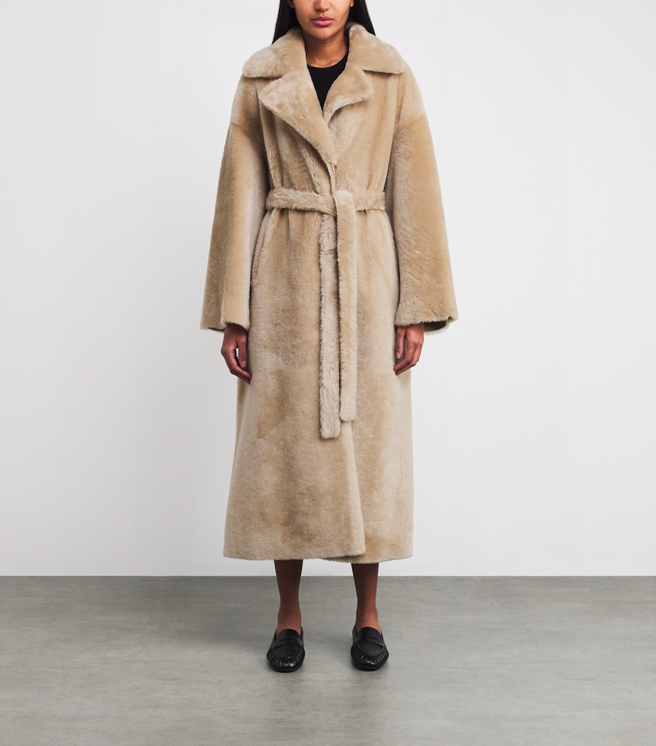Shearling-Leather Reversible RIEN coat SAND Image 3