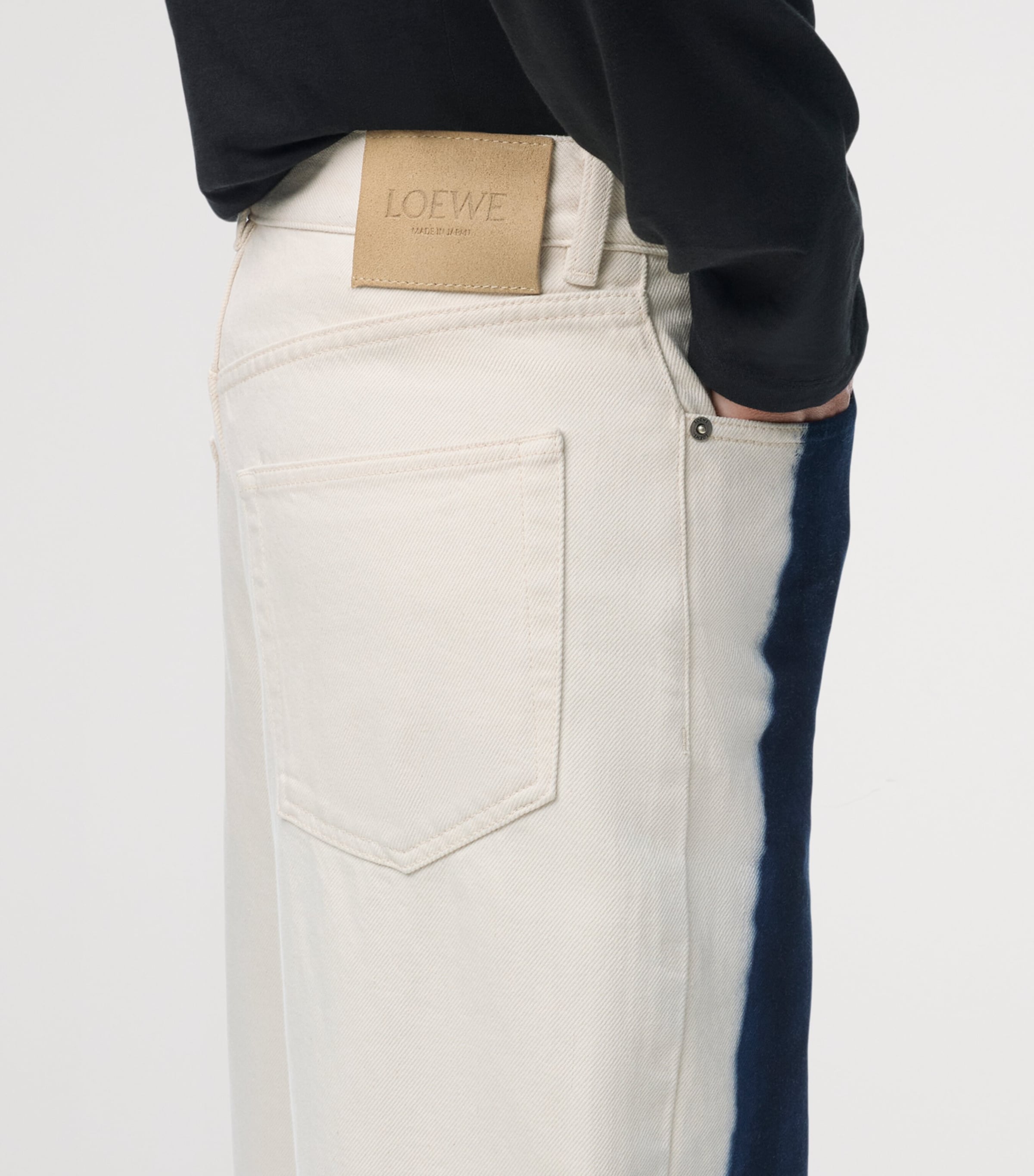 LOEWE Mens Trompe-l'Oeil Straight Jeans Off White/blue Image 5