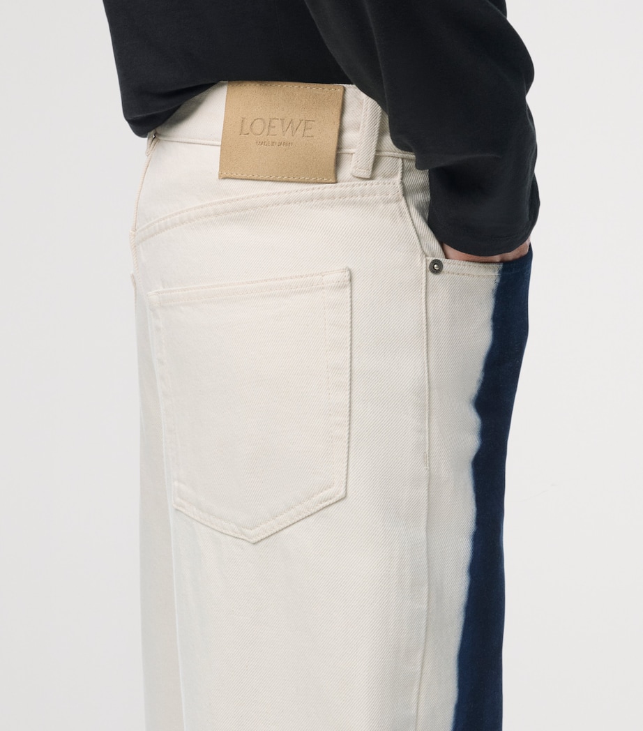 LOEWE Mens Trompe-l'Oeil Straight Jeans Off White/blue Image 5
