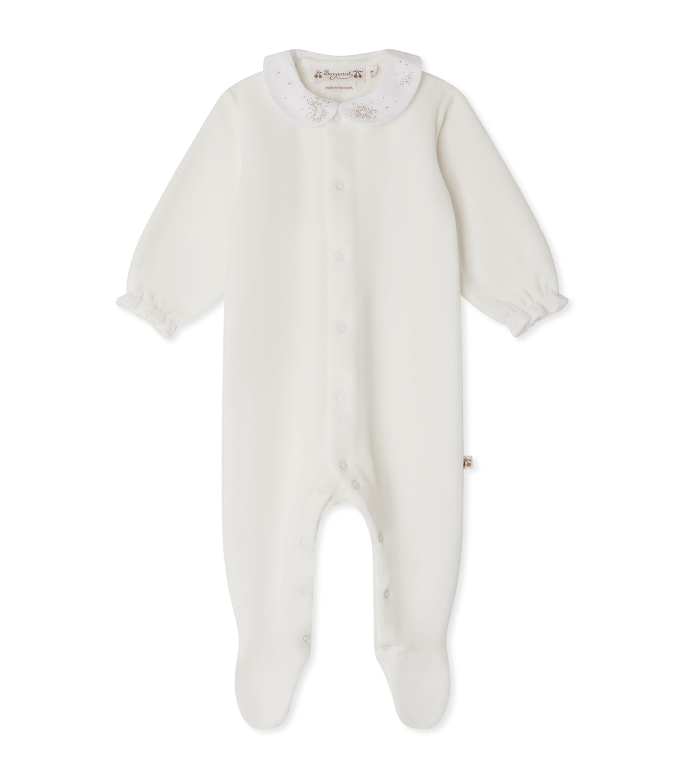 Bonpoint Velvet Tintina Sleepsuit In Neutral
