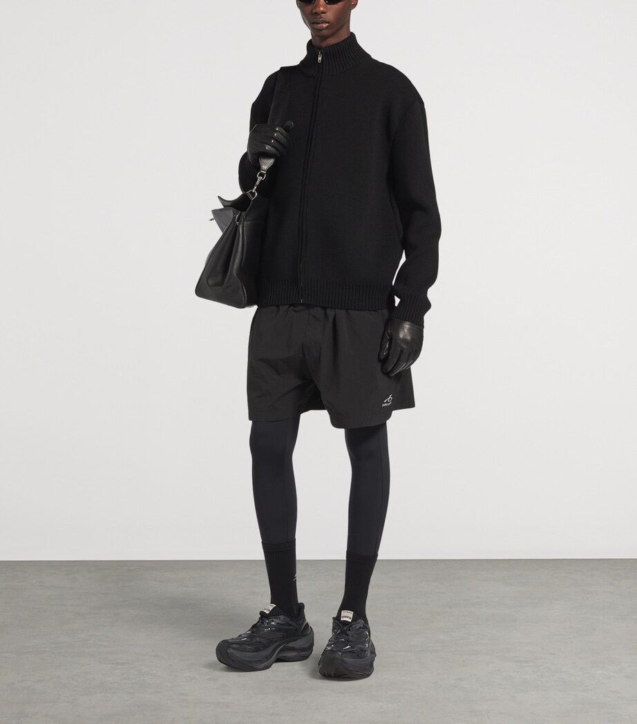 Balenciaga Mens Wool Artwork Patch Zip-Up Jacket Image 2