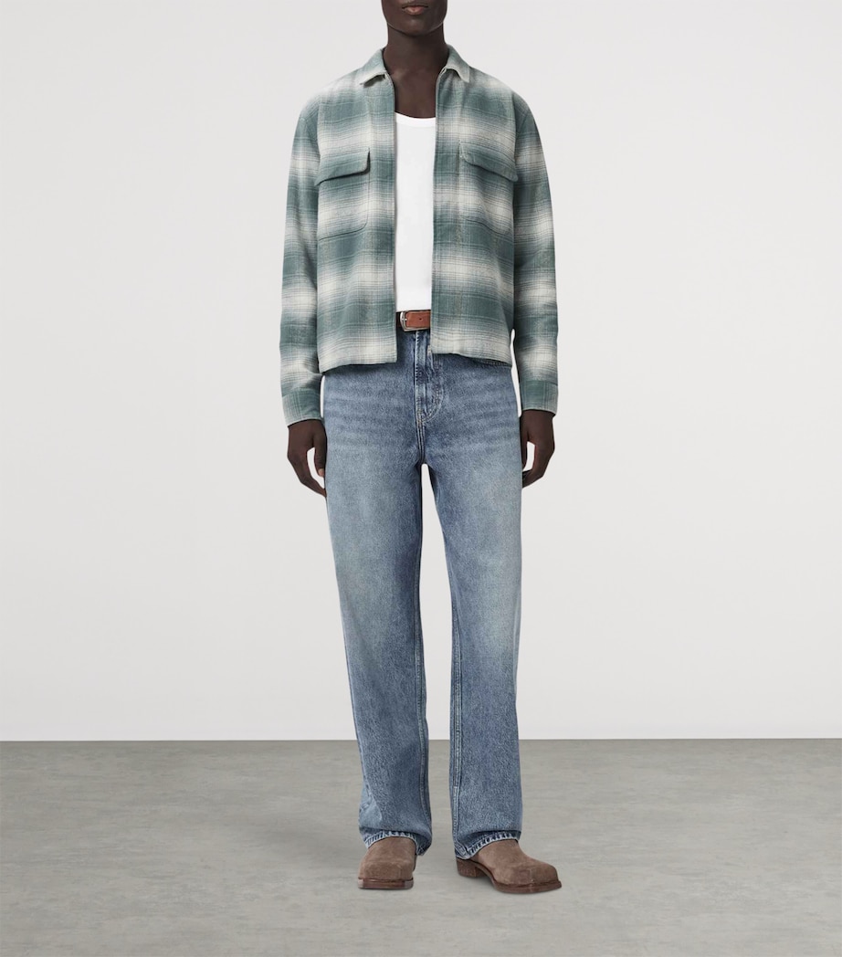 AllSaints Mens Organic Cotton Check Polanco Overshirt Blue Image 2