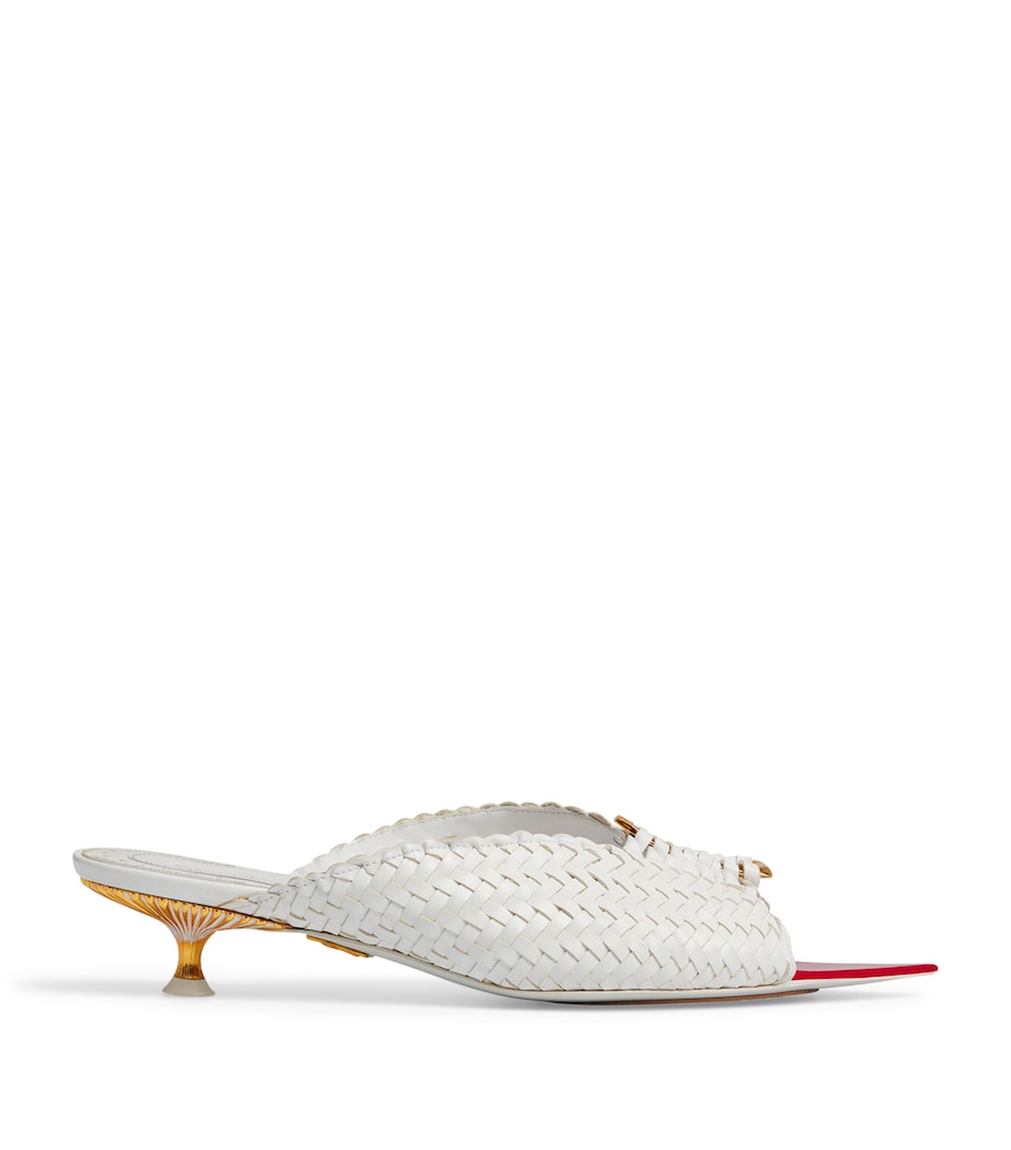 Schiaparelli Calfskin Keyhole Heeled Mules White Image 1