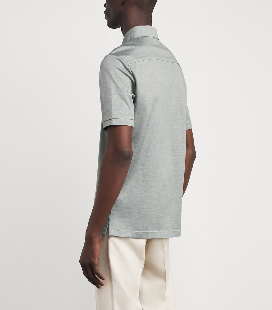 Cotton Filo di Scozia Polo Shirt MID GREEN Image 4