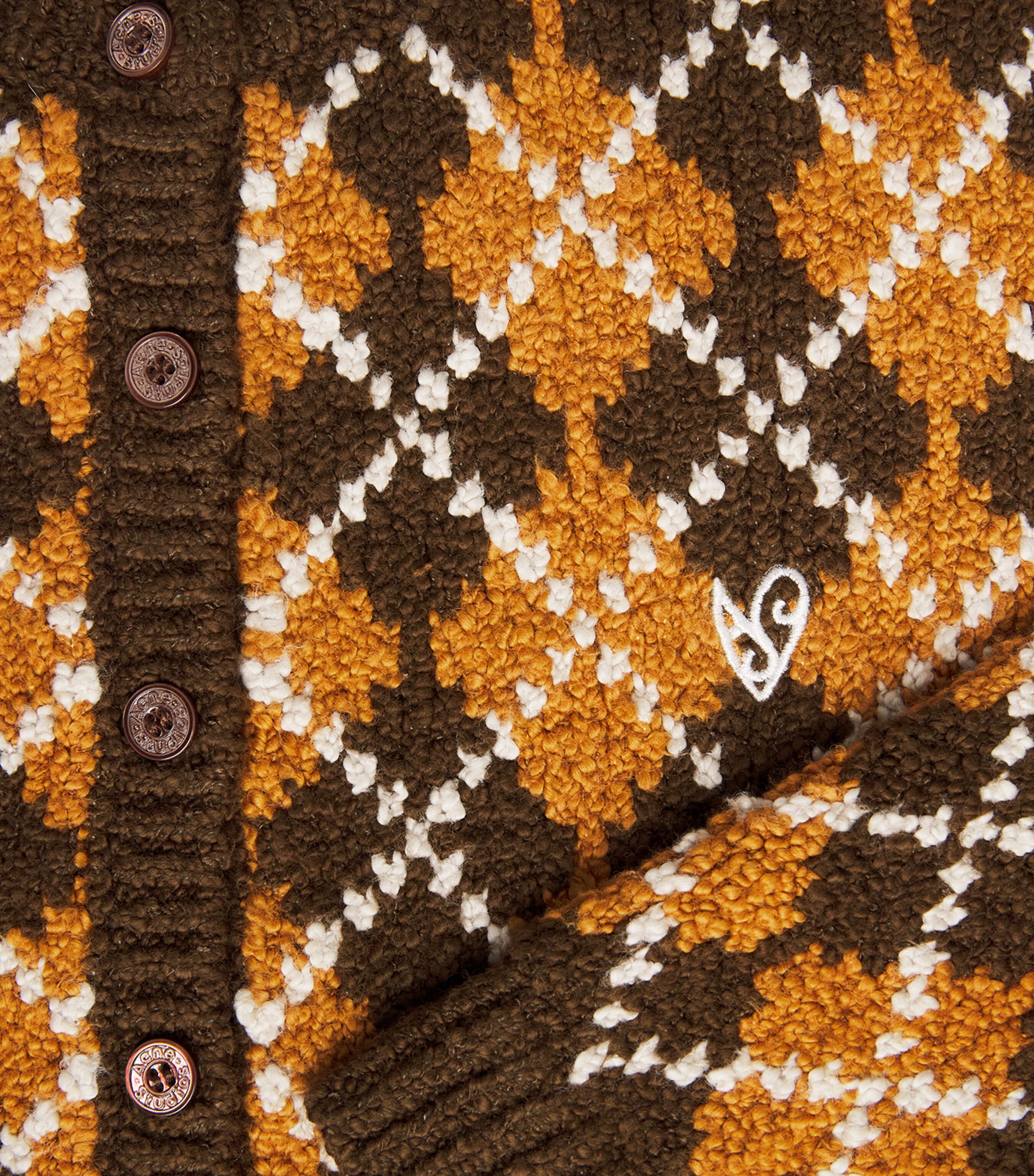 Acne Studios Womens Organic Cotton-Blend Argyle Cardigan Brown/orange Image 6