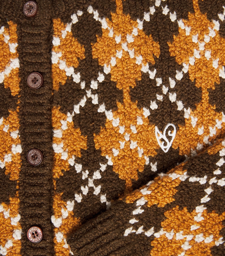 Acne Studios Womens Organic Cotton-Blend Argyle Cardigan Brown/orange Image 6