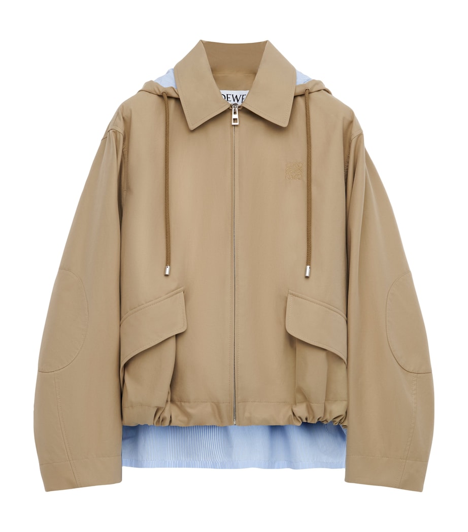 Cotton-Blend Stripe-Detail Parka BEIGE Image 1