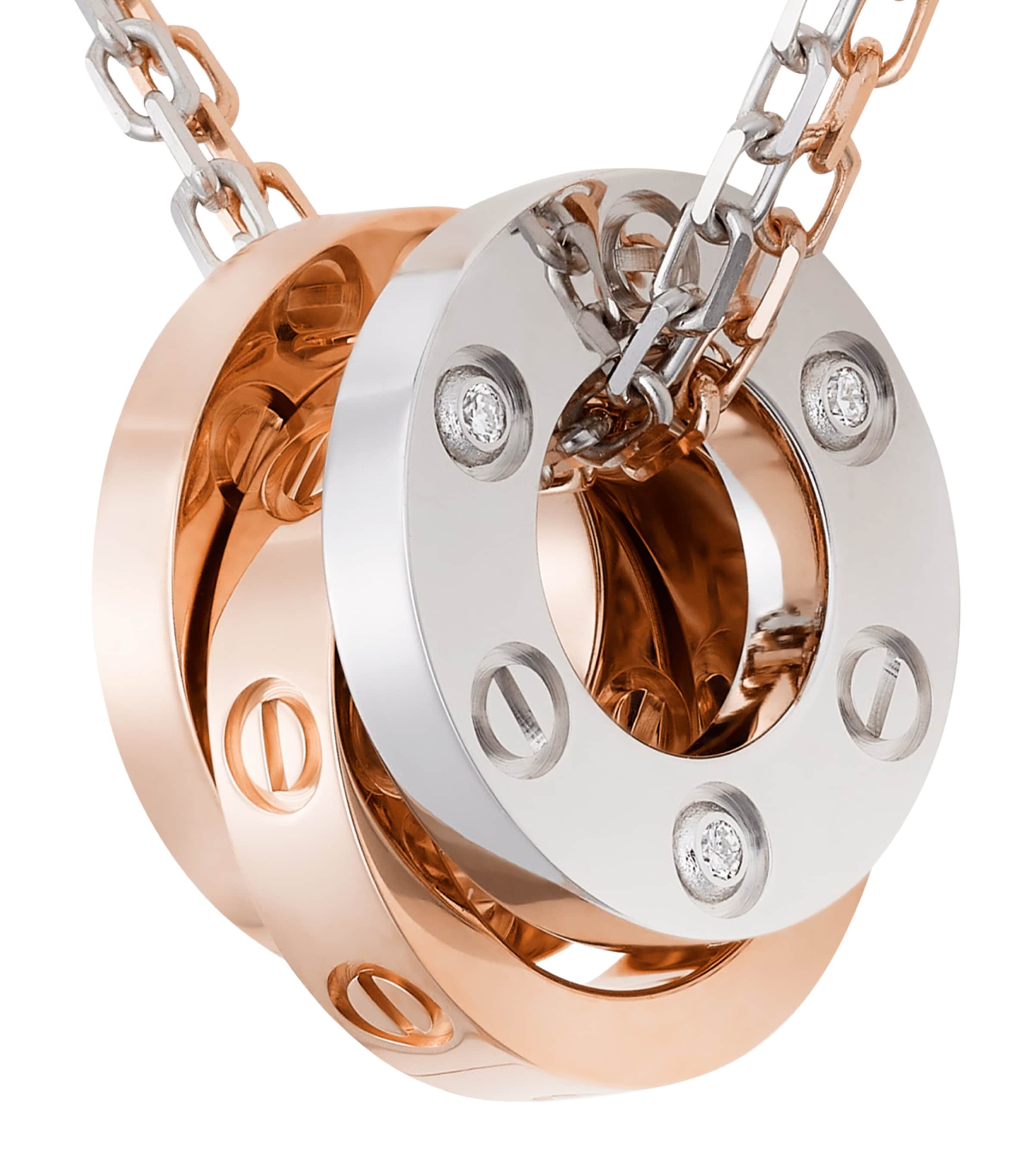 White, Rose Gold and Diamond LOVE Necklace ROSE GOLD Image 7