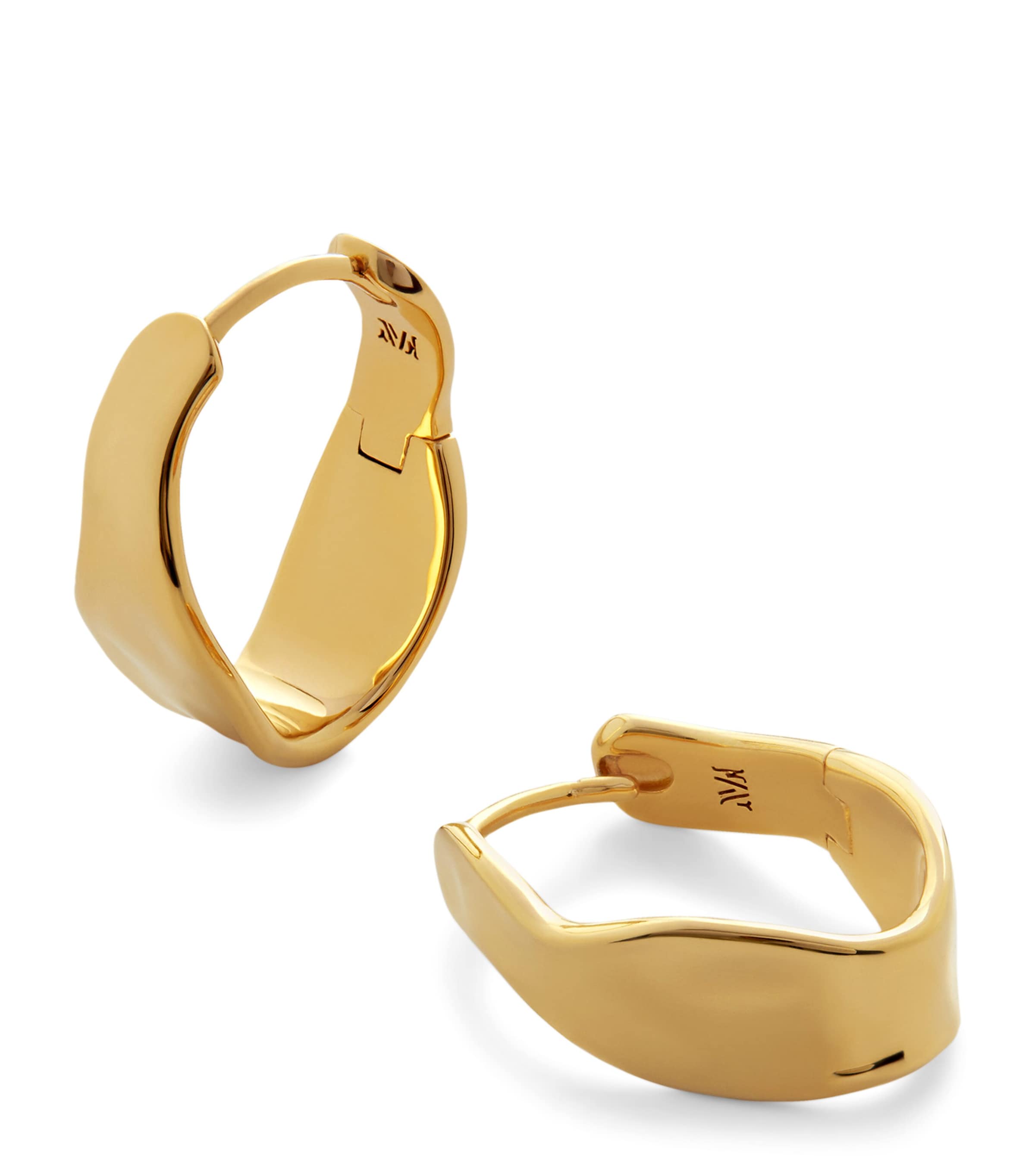 Monica Vinader Gold Vermeil Wave Hoop Earrings Gold Vermeil Image 1