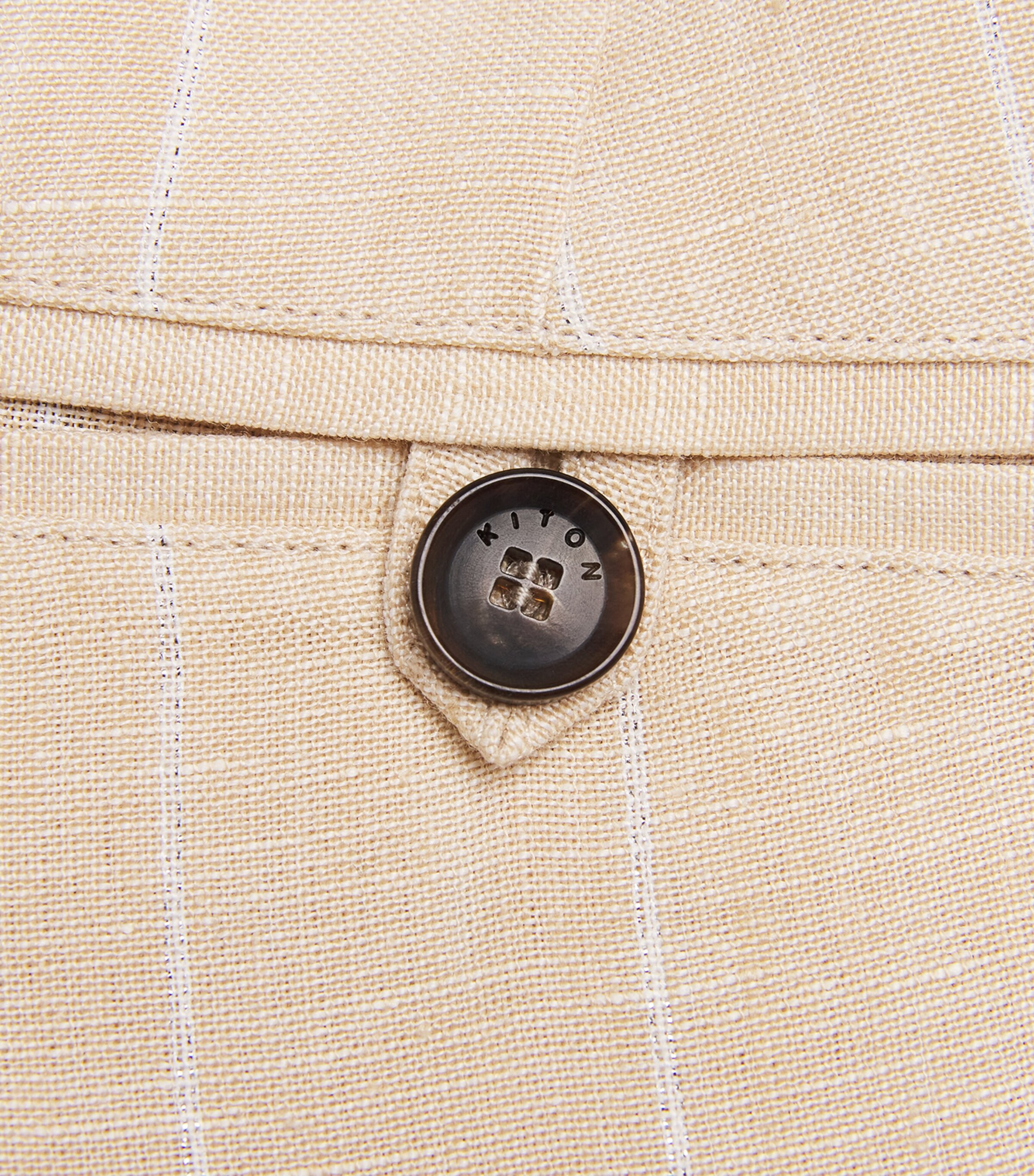 Kiton Linen Stripe Drawstring Trousers Beige Image 6