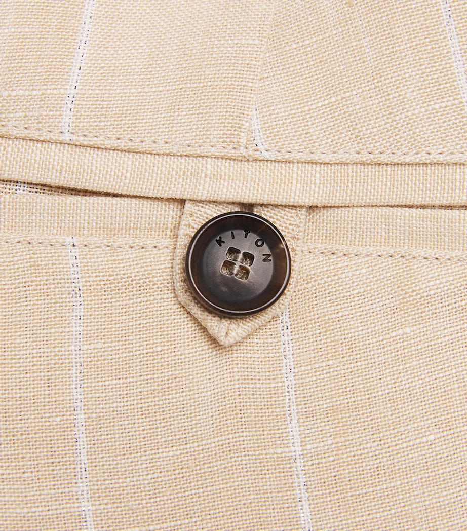Kiton Linen Stripe Drawstring Trousers Beige Image 6