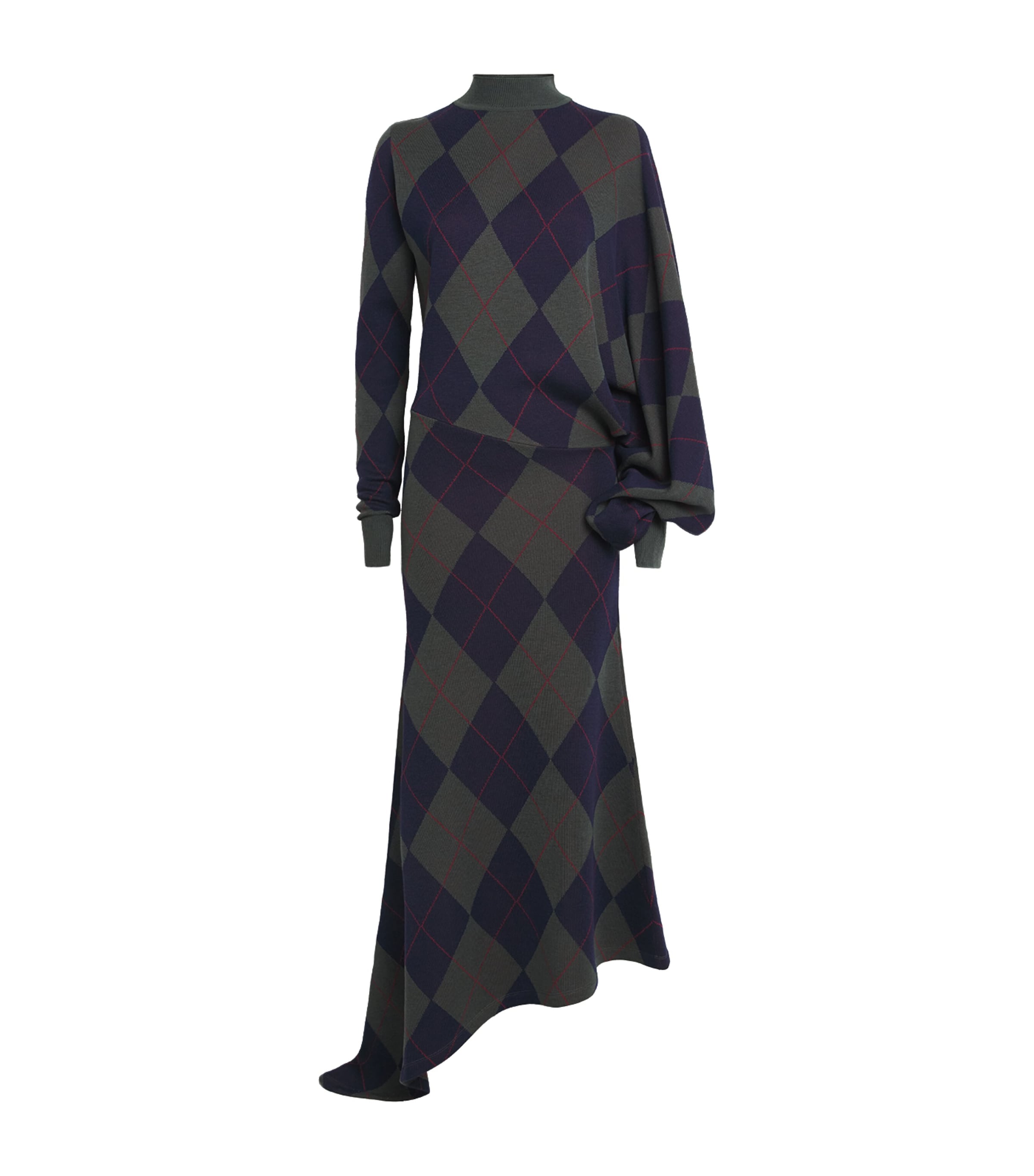 A.w.a.k.e. A.w.a.k.e Mode Asymmetric Merino Wool Maxi Jumper Dress In Multi