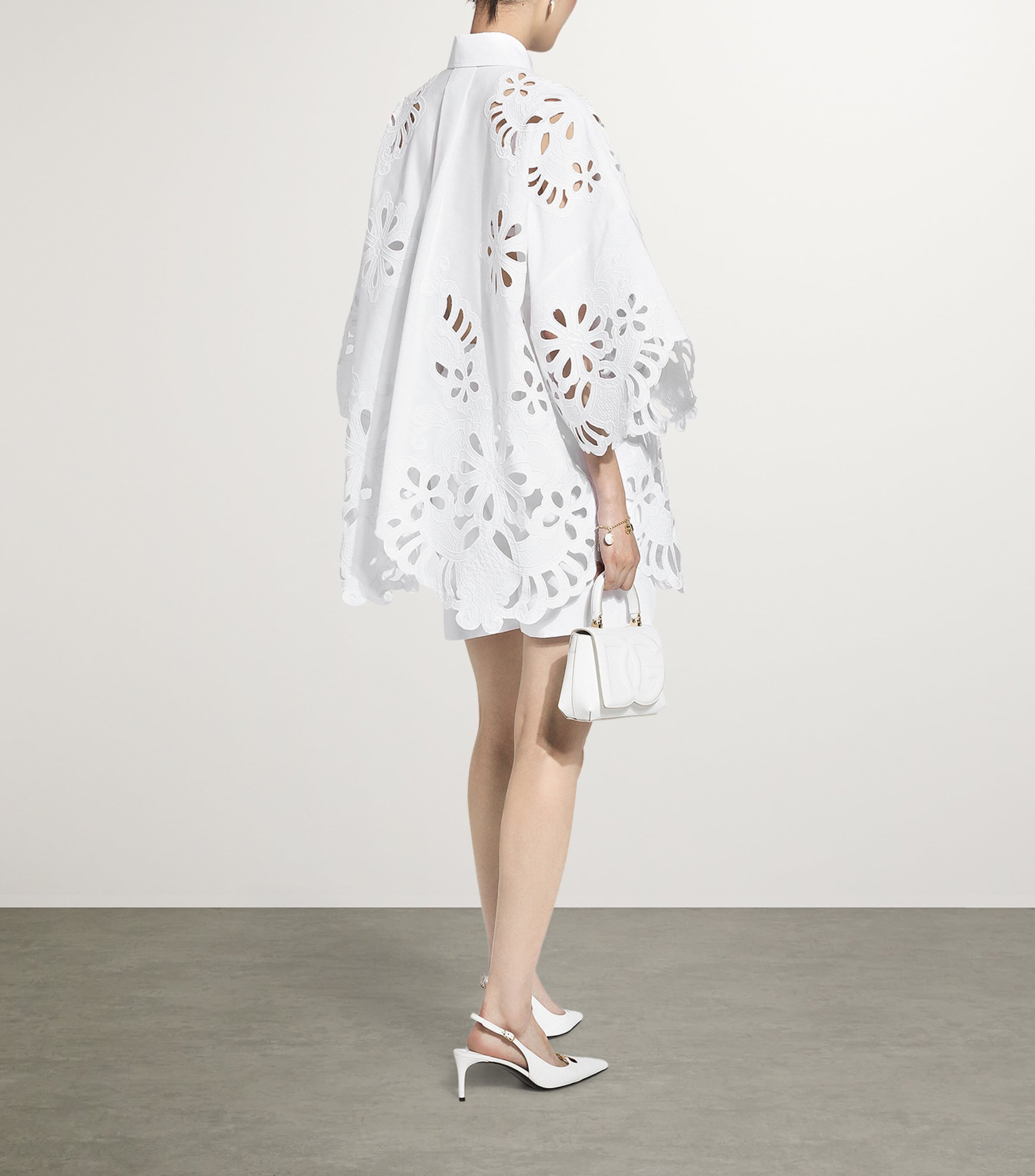 Dolce&Gabbana Womens Floral Cut-Out Shirt Optical White Image 3