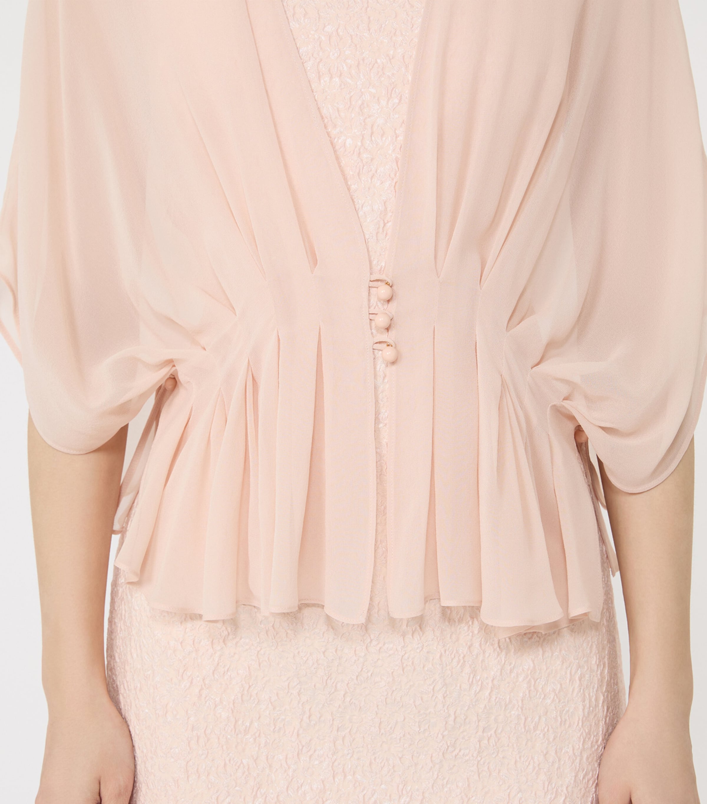 Max Mara Womens Silk Plunge Neck Cape Beige Pink Image 5