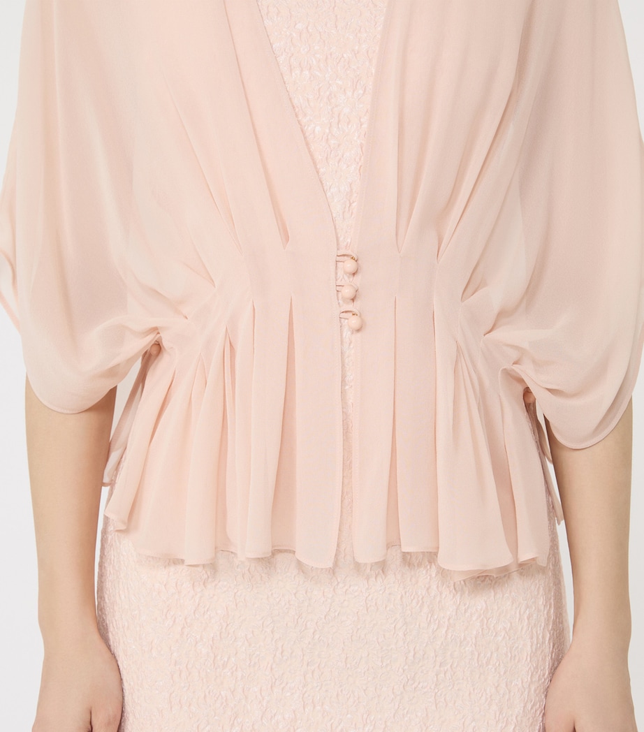 Max Mara Womens Silk Plunge Neck Cape Beige Pink Image 5